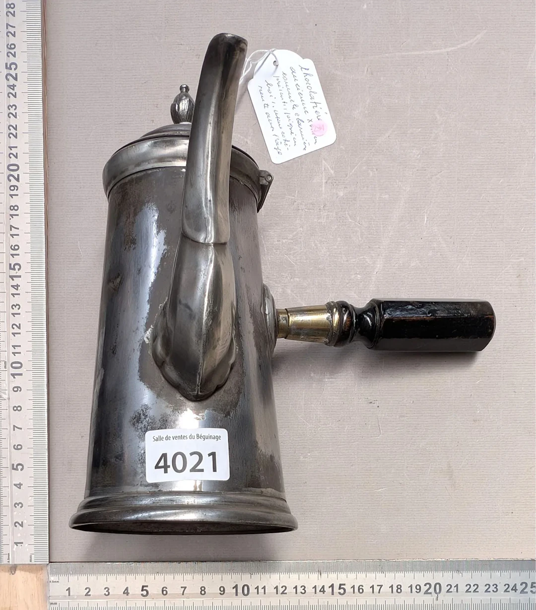 Antique 18th-century chocolate pot—see photos for dimensions and condition