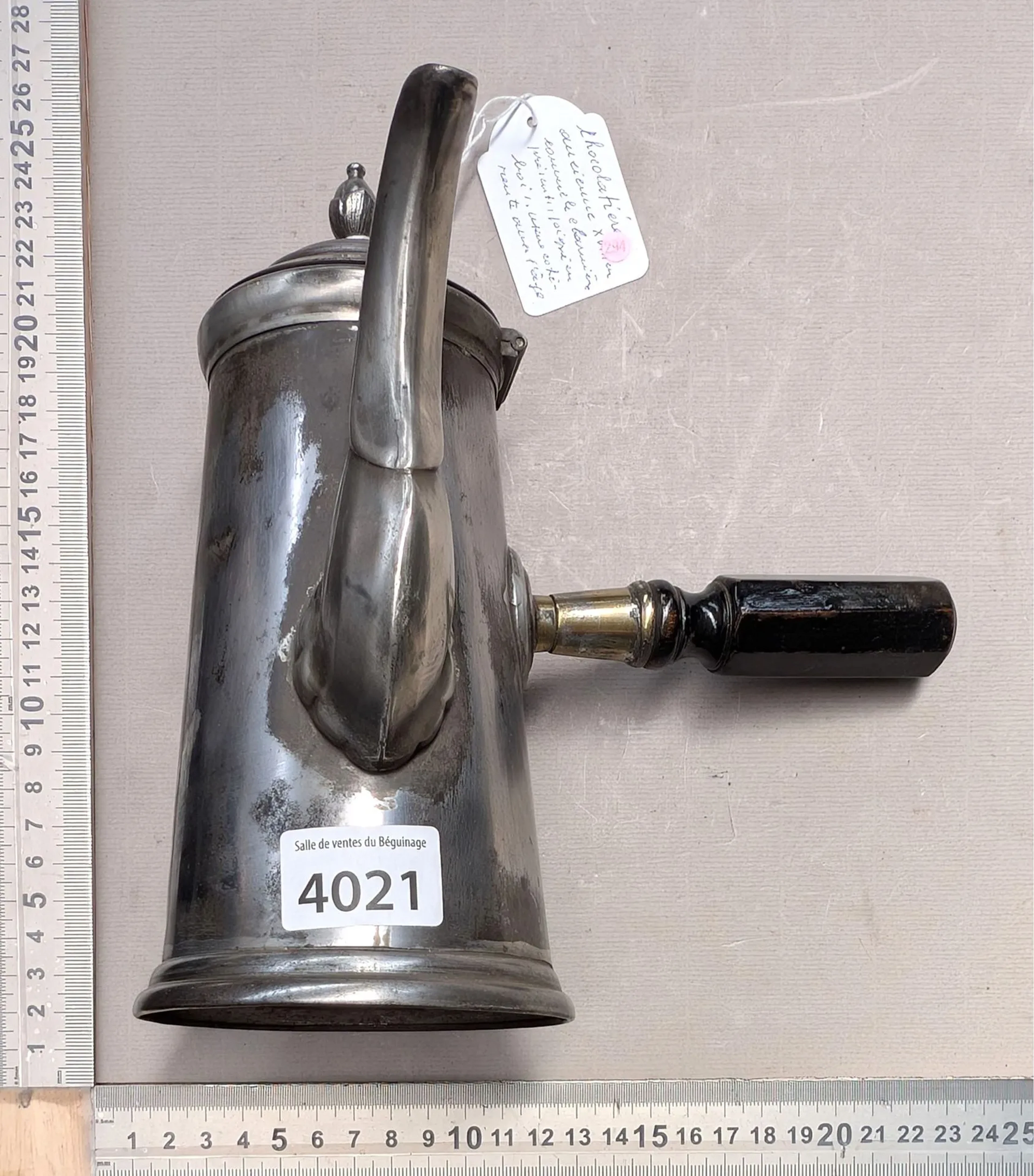 Antique 18th-century chocolate pot—see photos for dimensions and condition