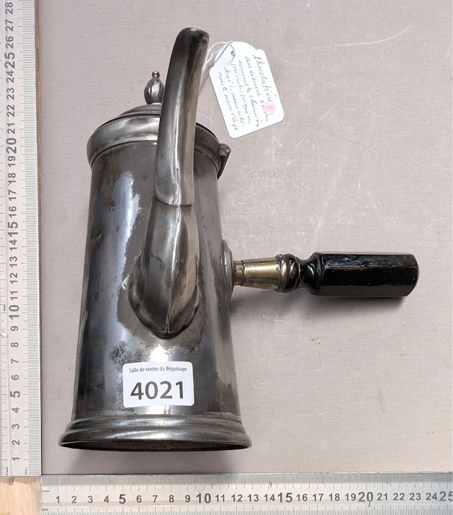Antique 18th-century chocolate pot—see photos for dimensions and condition