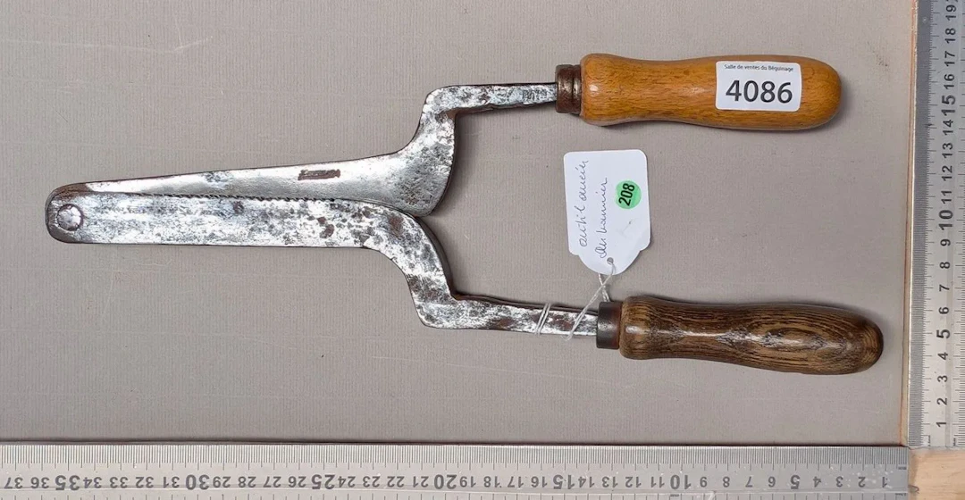 Antique basket-weaving tool—see photos for dimensions and condition