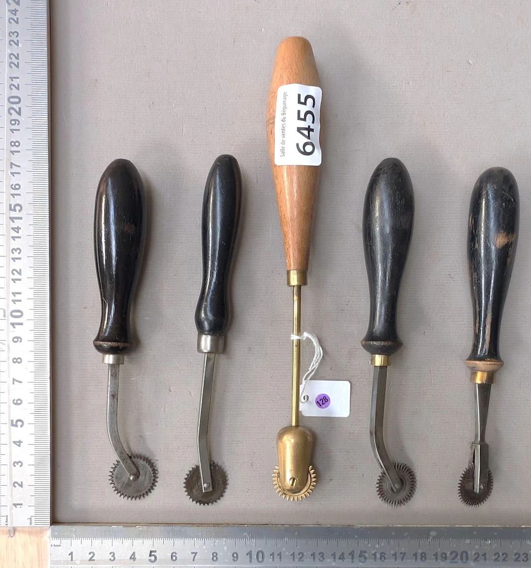 5 shoemaker's and saddler's wheels—see photos for dimensions and condition