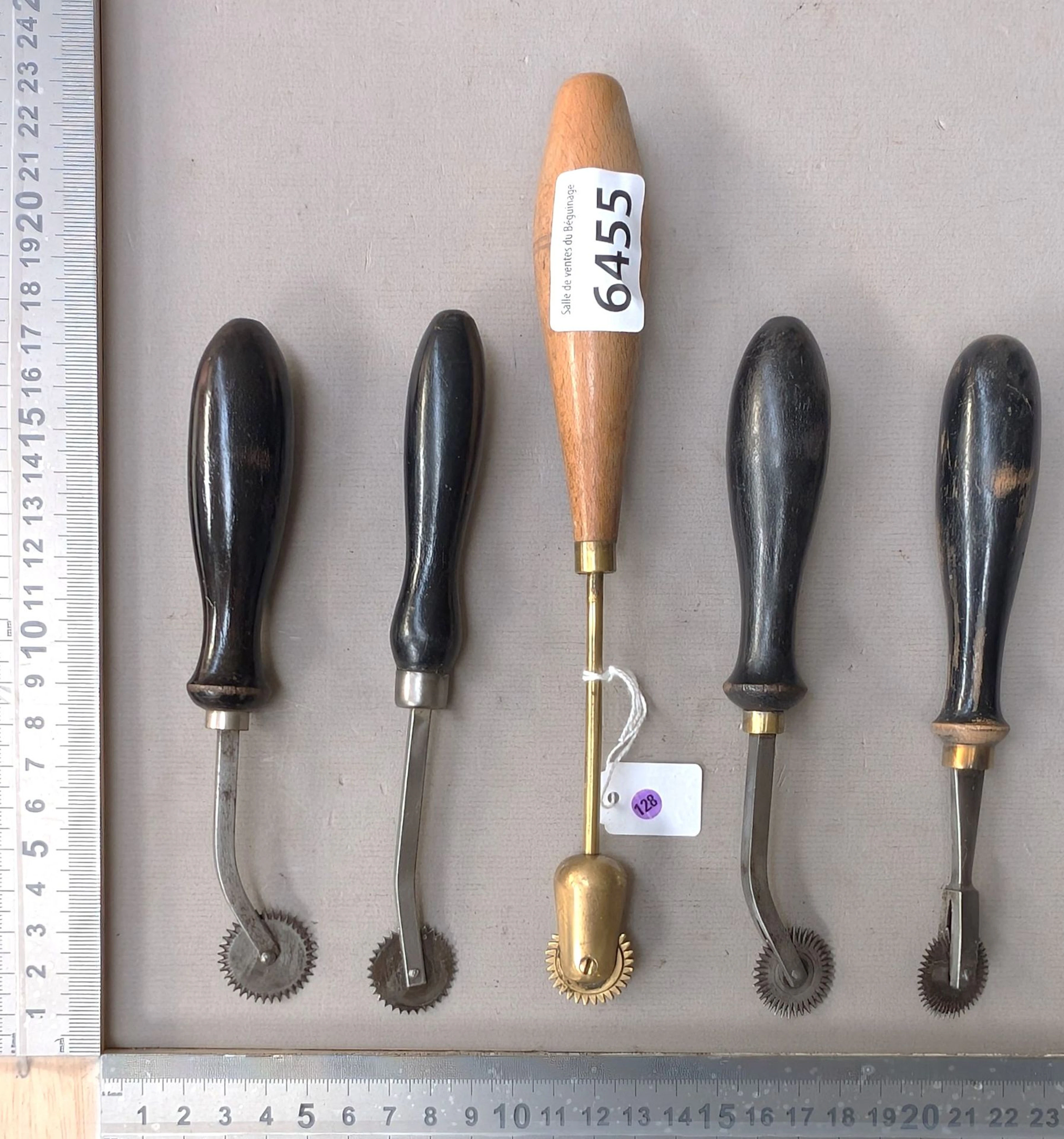 5 shoemaker's and saddler's wheels—see photos for dimensions and condition