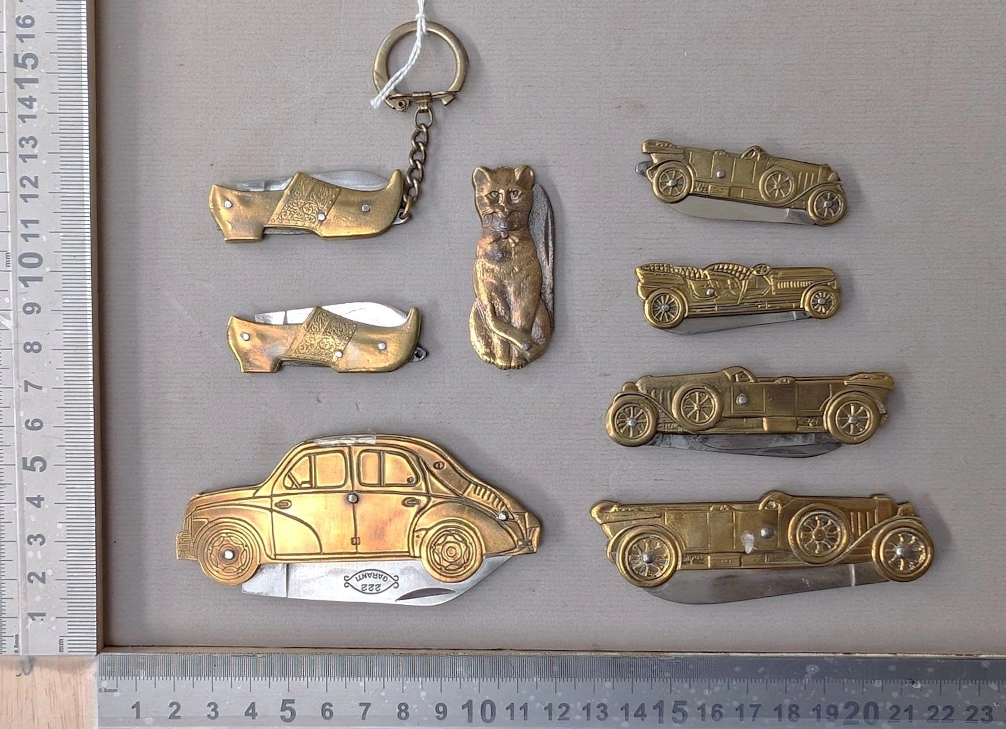 8 antique COURSOLLES folding knives—see photos for dimensions and condition