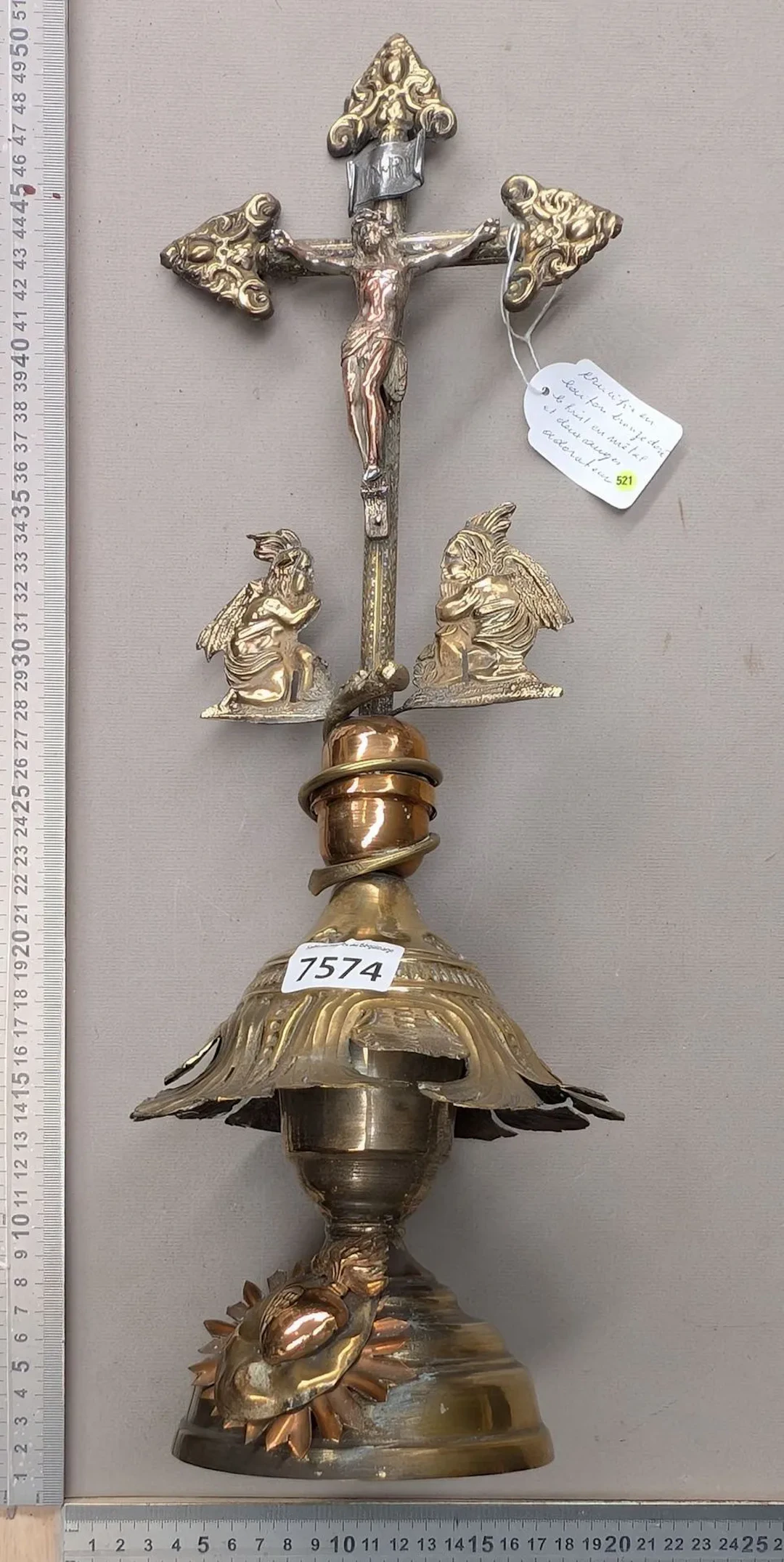 Antique bronze crucifix - See photos for dimensions and condition