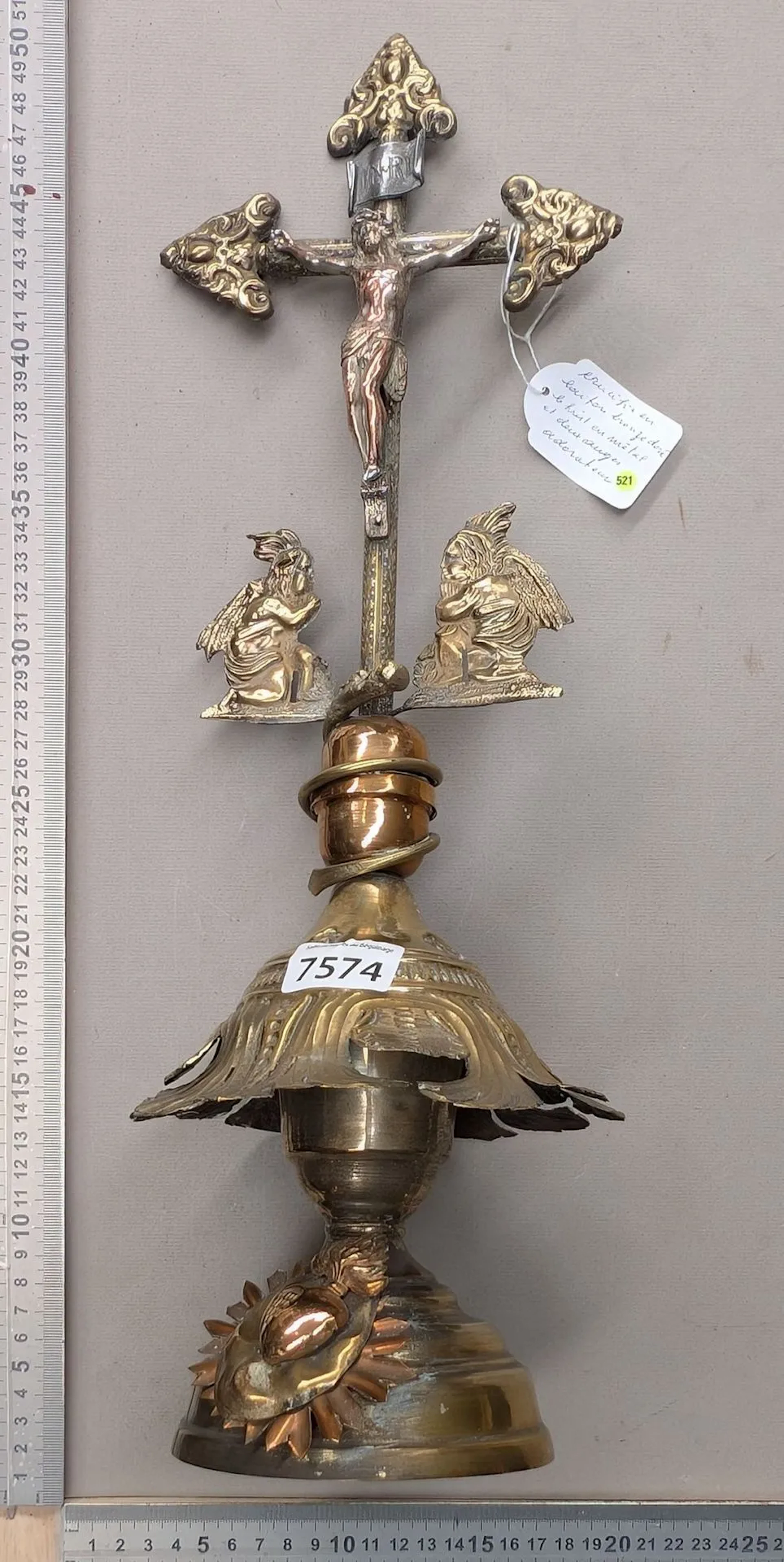 Antique bronze crucifix - See photos for dimensions and condition