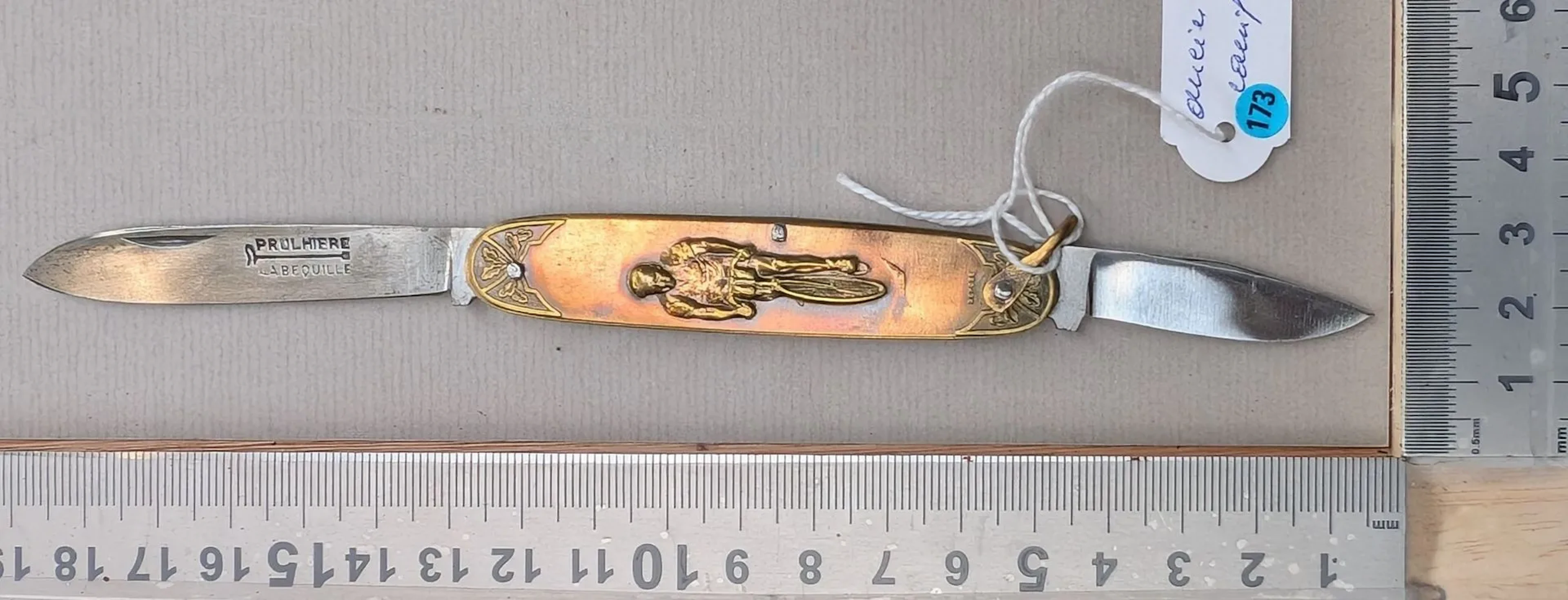 Vintage PRULHIERE LA BEQUILLE double-blade pocket knife—see photos