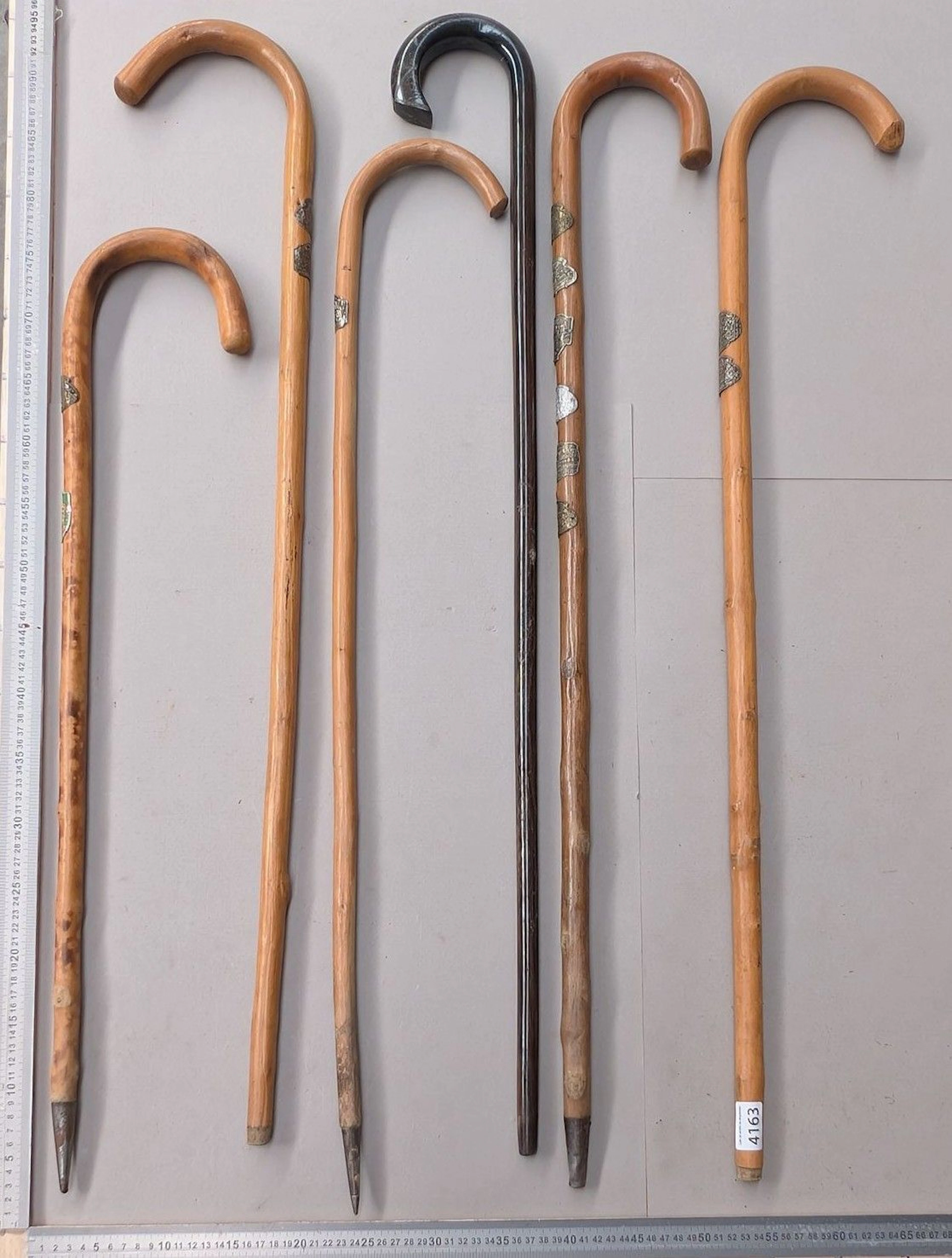 6 antique wooden canes—see photos for dimensions and condition