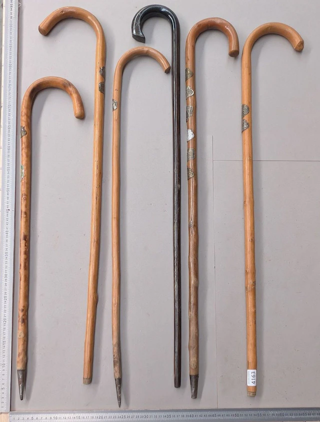 6 antique wooden canes—see photos for dimensions and condition