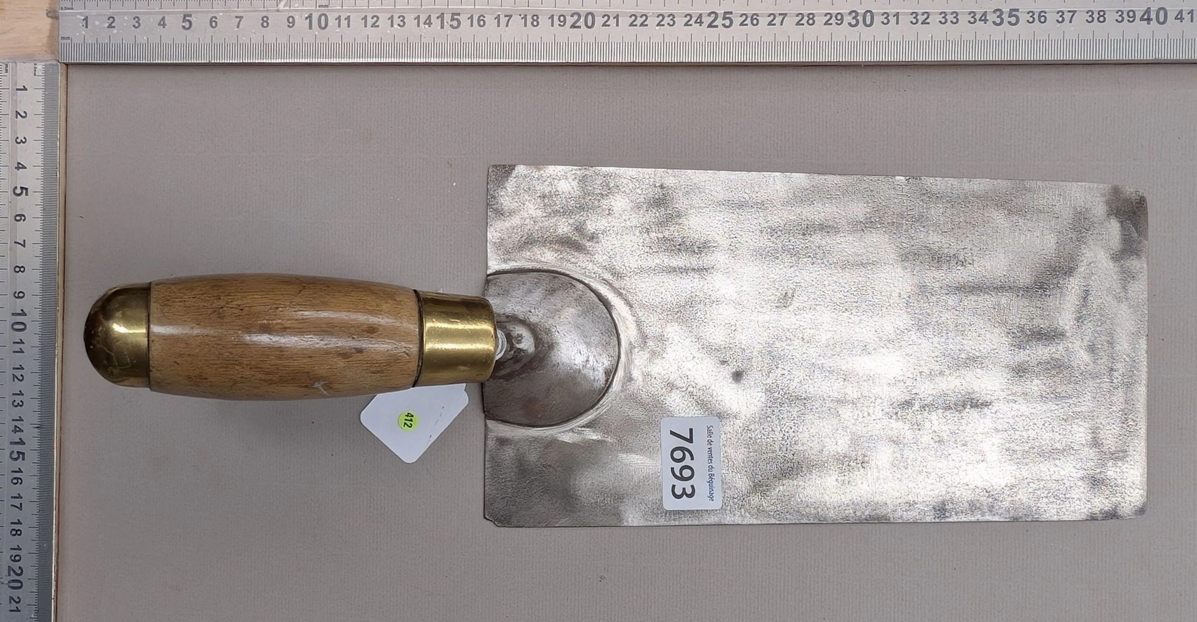 1 beautiful brass-steel craftsman's trowel—see photos for dimensions