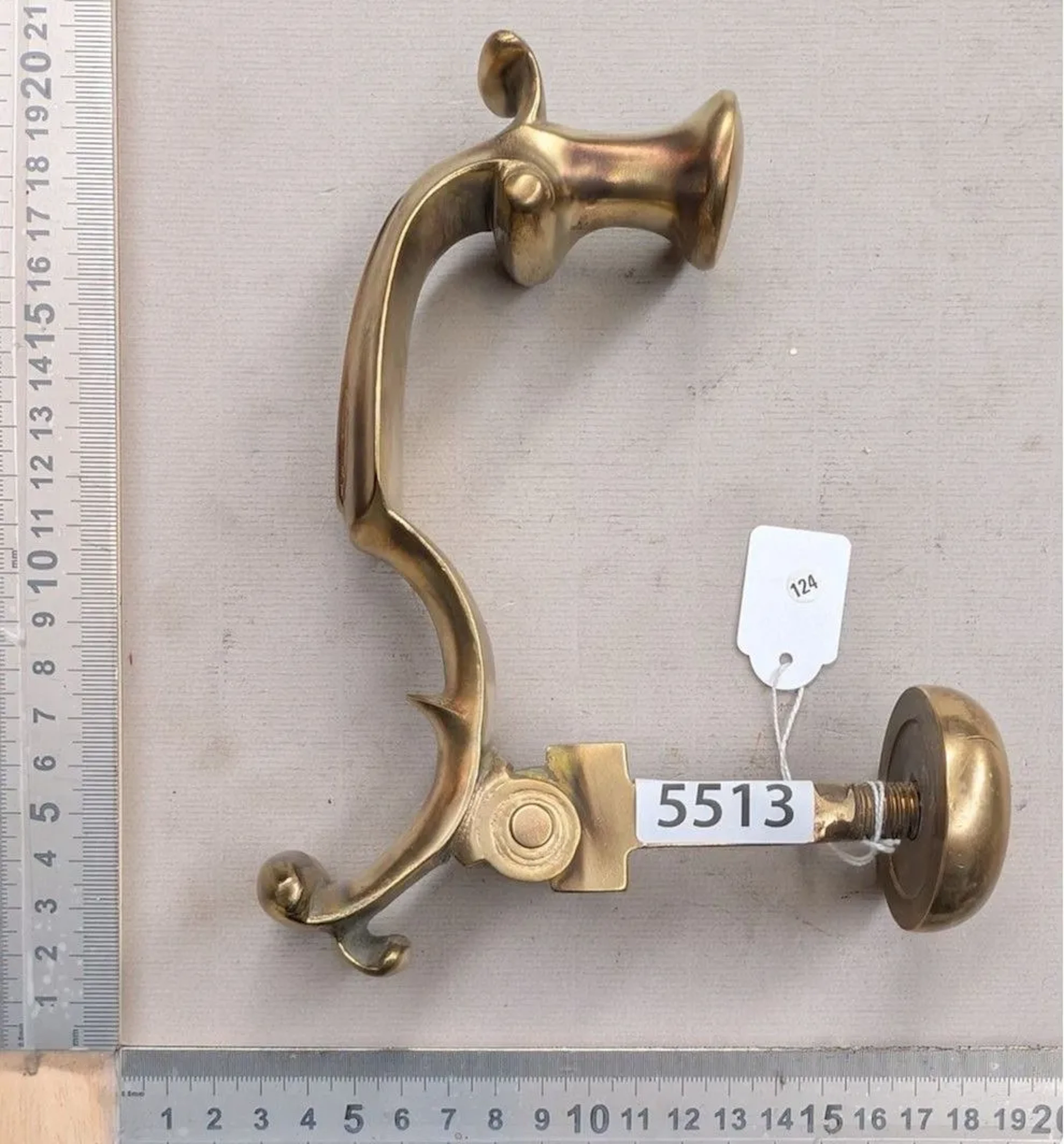 Antique hammer-style door knocker, 1890–1900, made of solid bronze—see