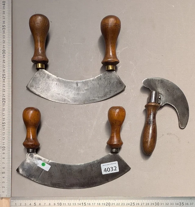 3 antique wrought-iron kitchen meat grinders—see photos for dimensions