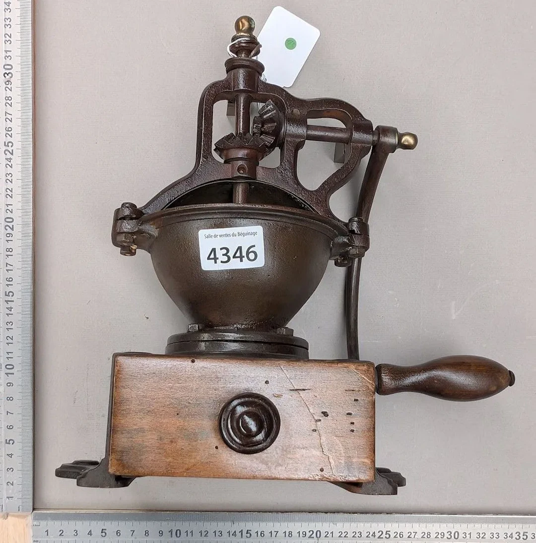 Vintage coffee grinder—see photos for dimensions and condition