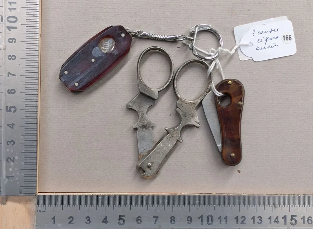3 Antique Cigar Cutters from 1900—See photos for dimensions and condition