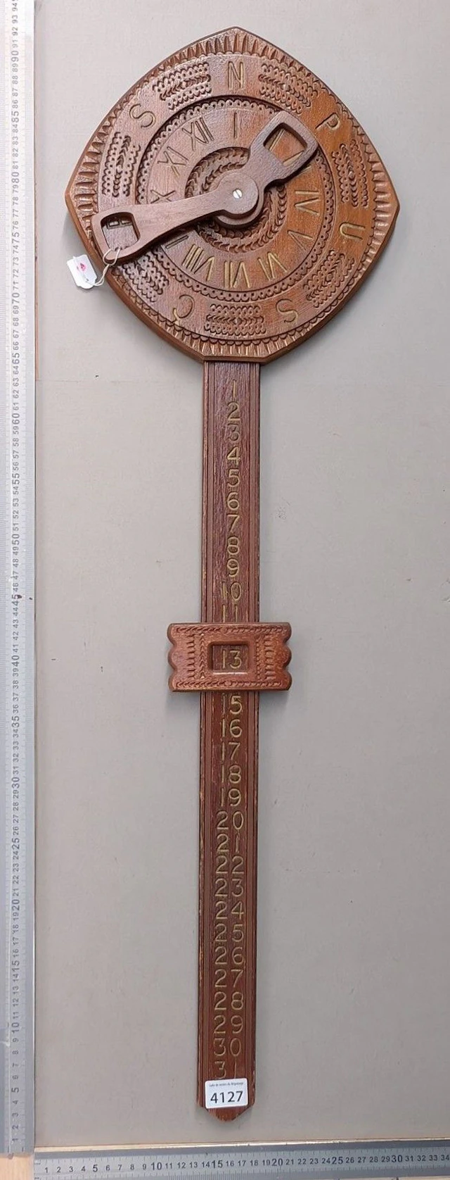 Antique wooden calendar—see photos for dimensions and condition