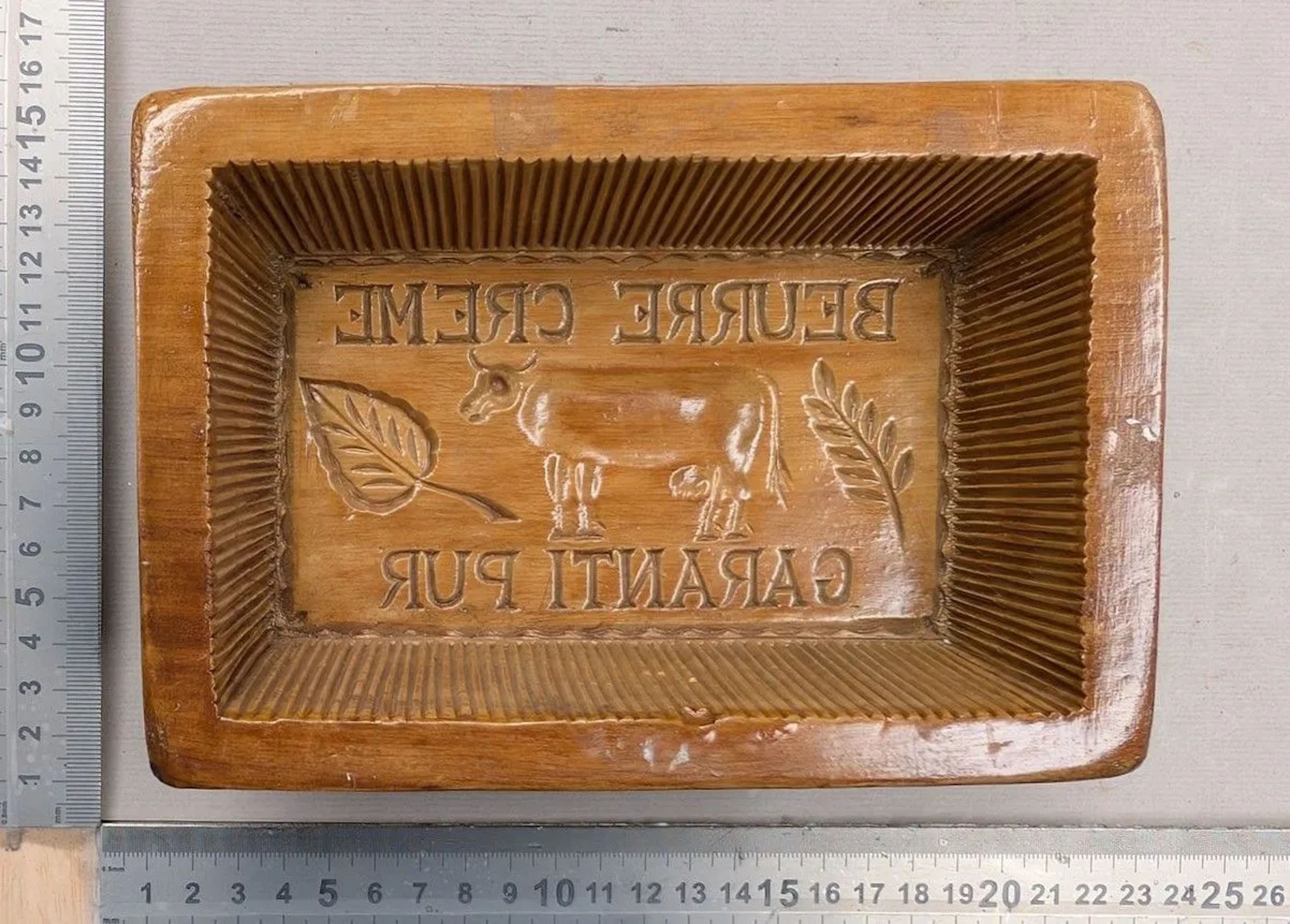 Beautiful mold labeled "GUARANTEED PURE CREAM BUTTER"—see photos for