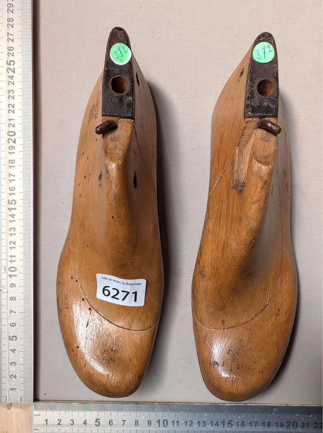 A pair of wooden shoe lasts—see photos for dimensions and condition