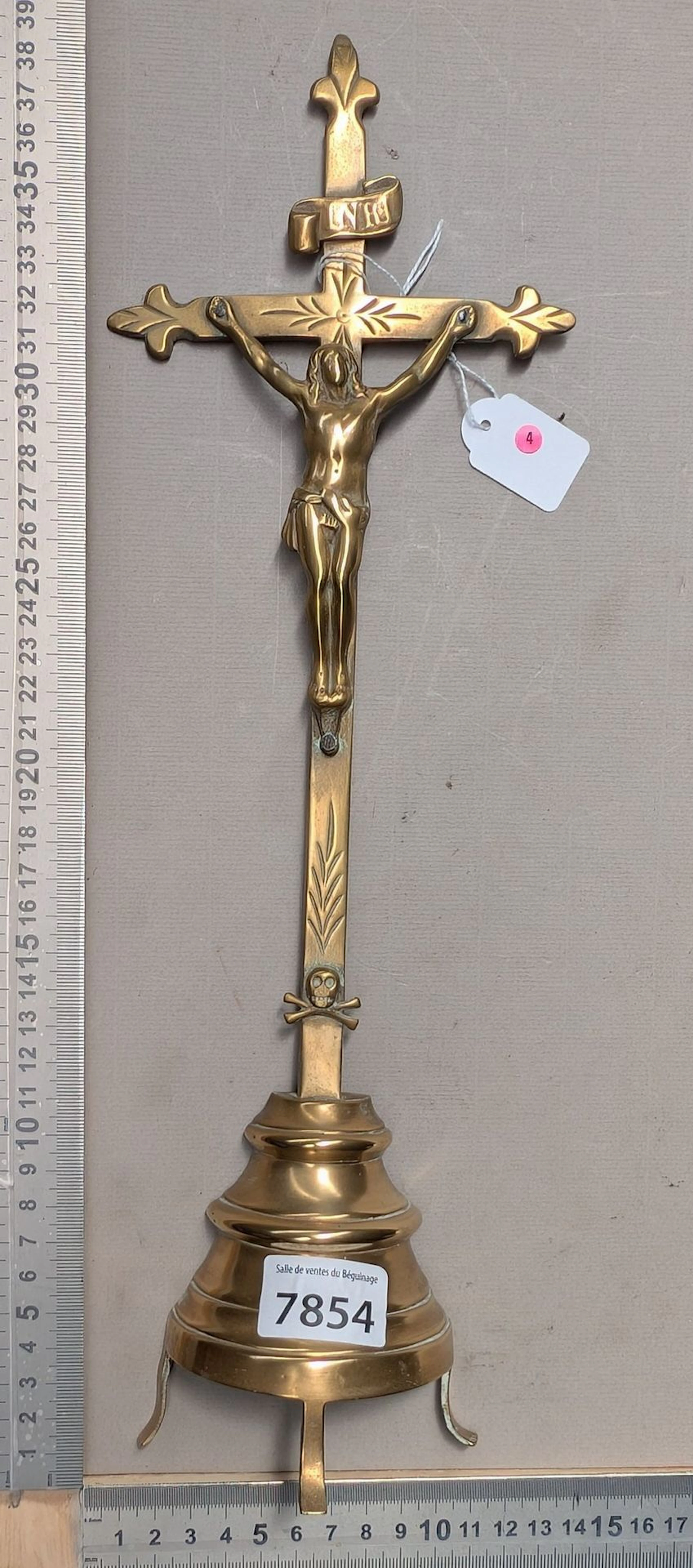 Antique Christ figurine made of copper or bronze—see photos for dimensions
