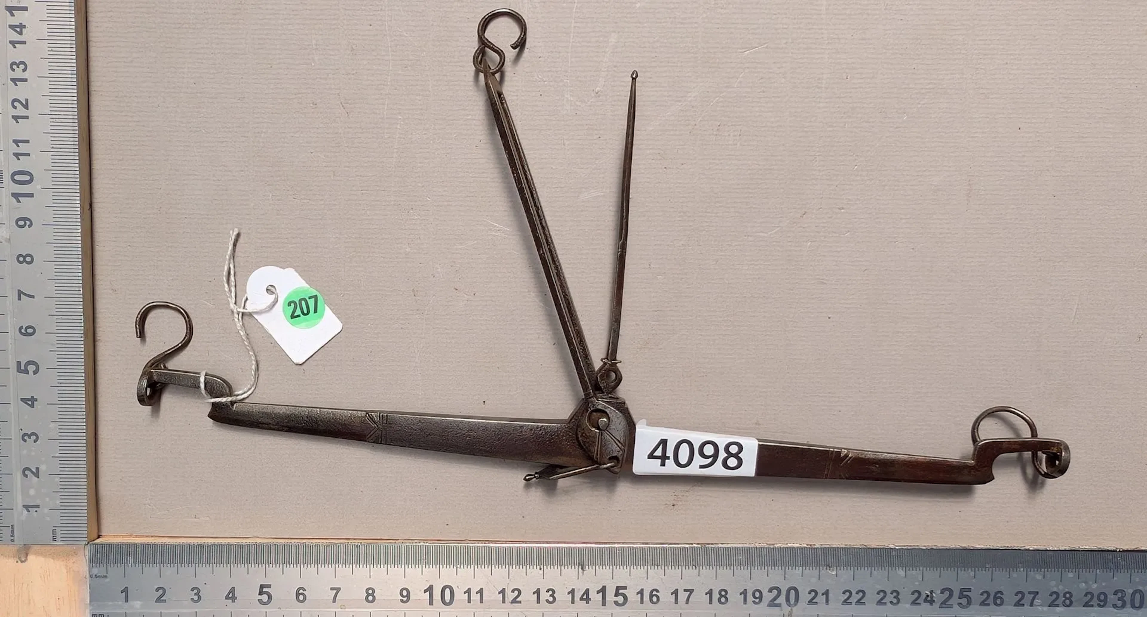 Antique 18th-century scale—see photos for dimensions and condition