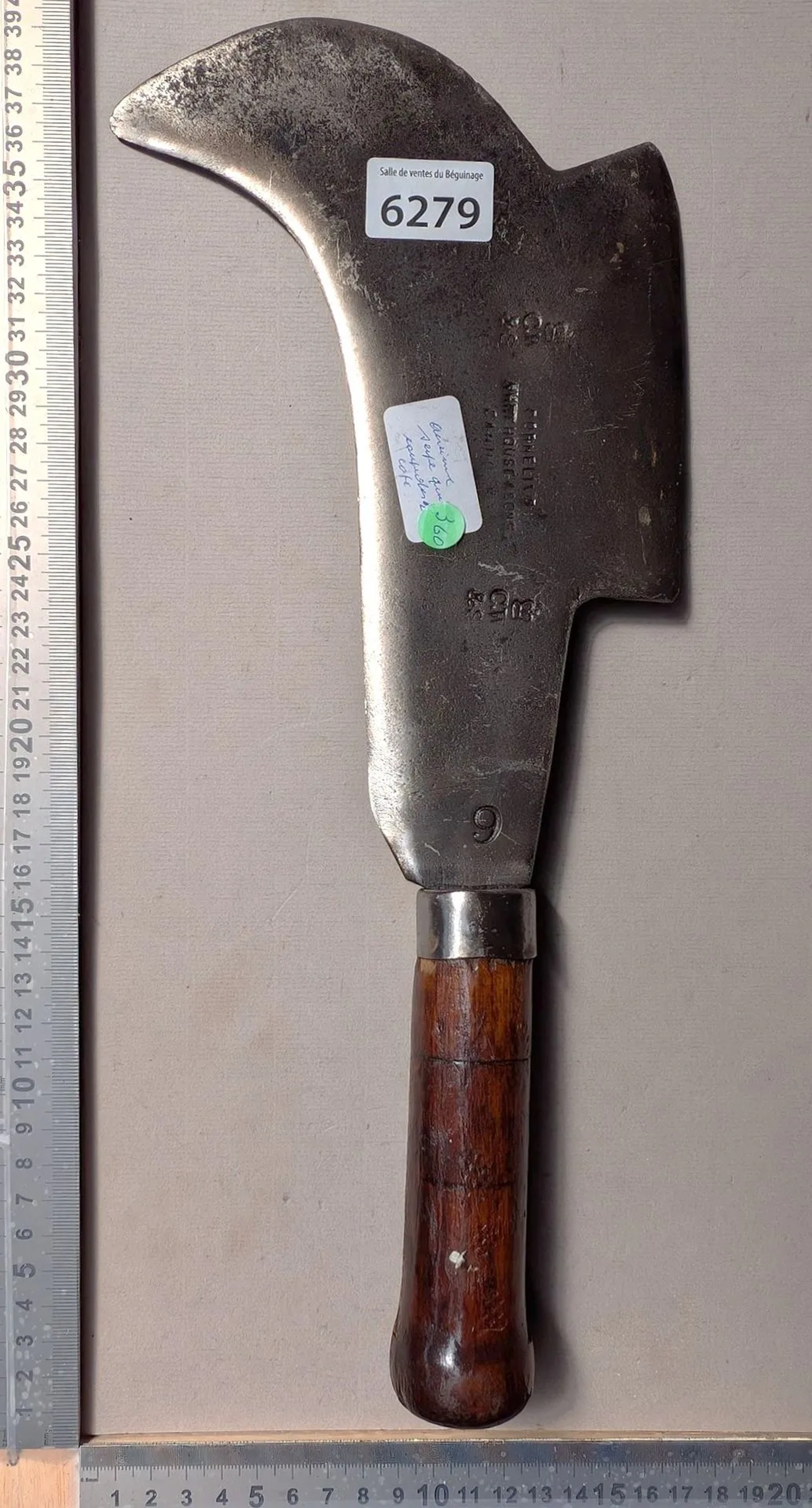 Antique pruning knife that cuts on both sides—see photos for dimensions