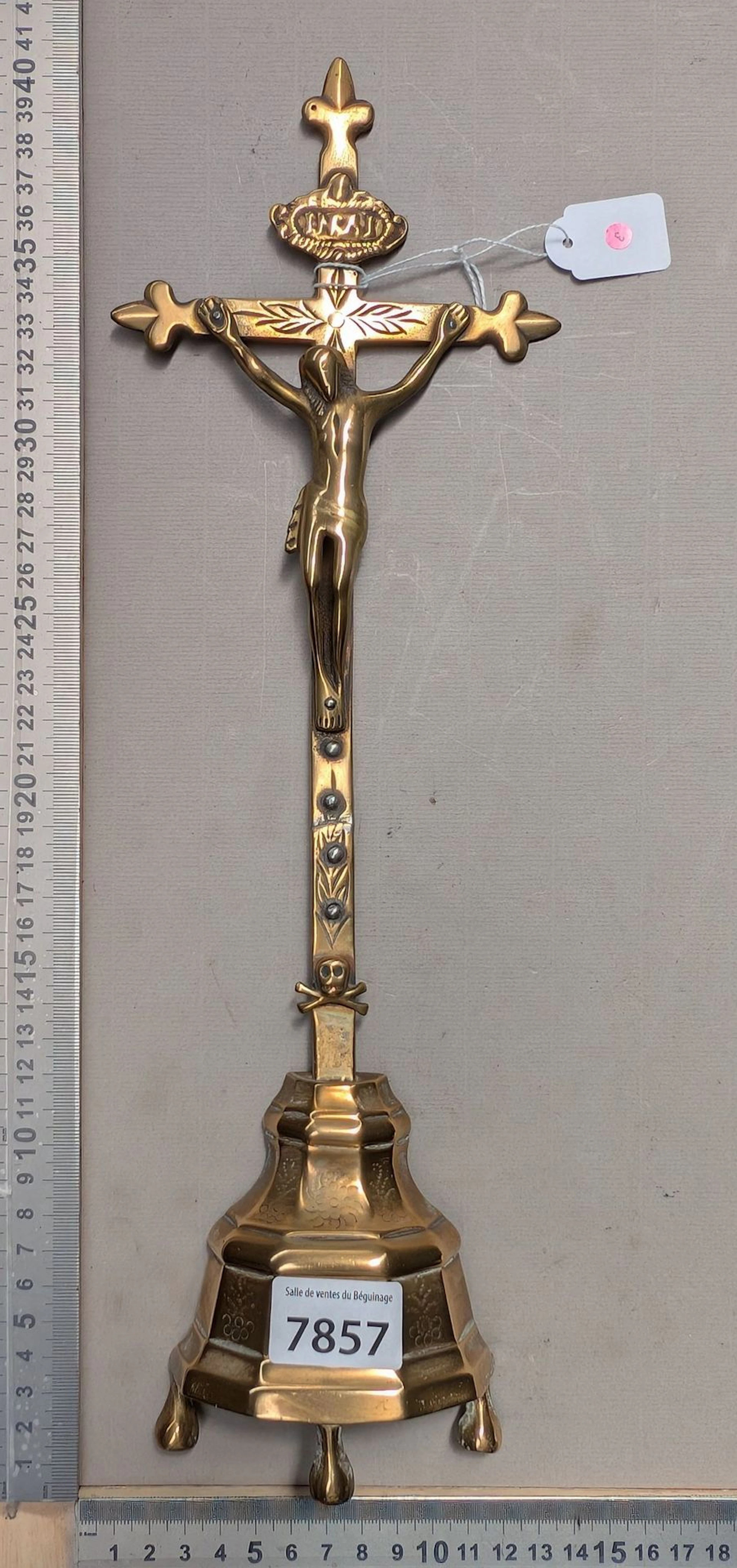 Antique Christ figurine made of copper or bronze—see photos for dimensions