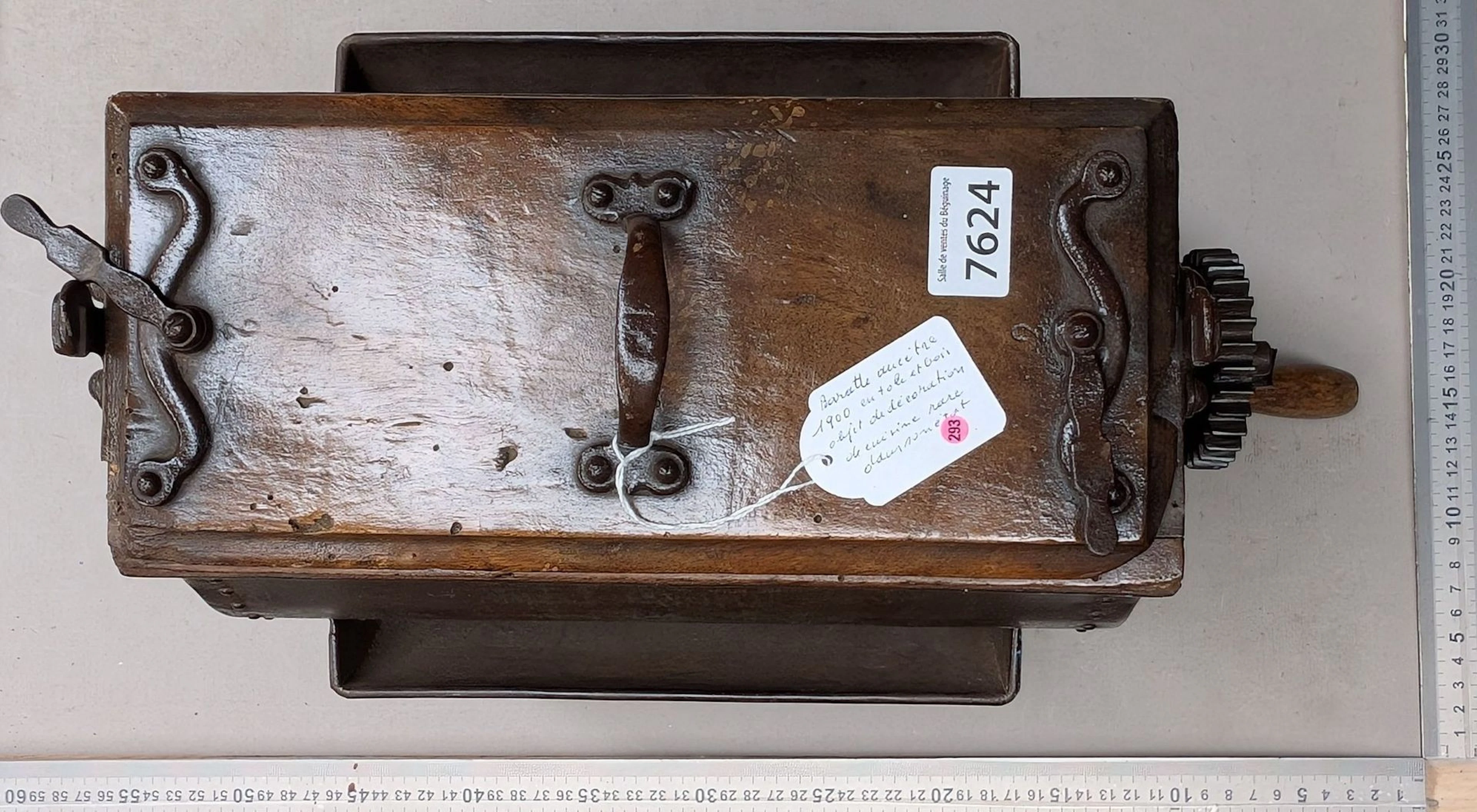 Antique butter churn, circa 1900—see photos for dimensions and condition
