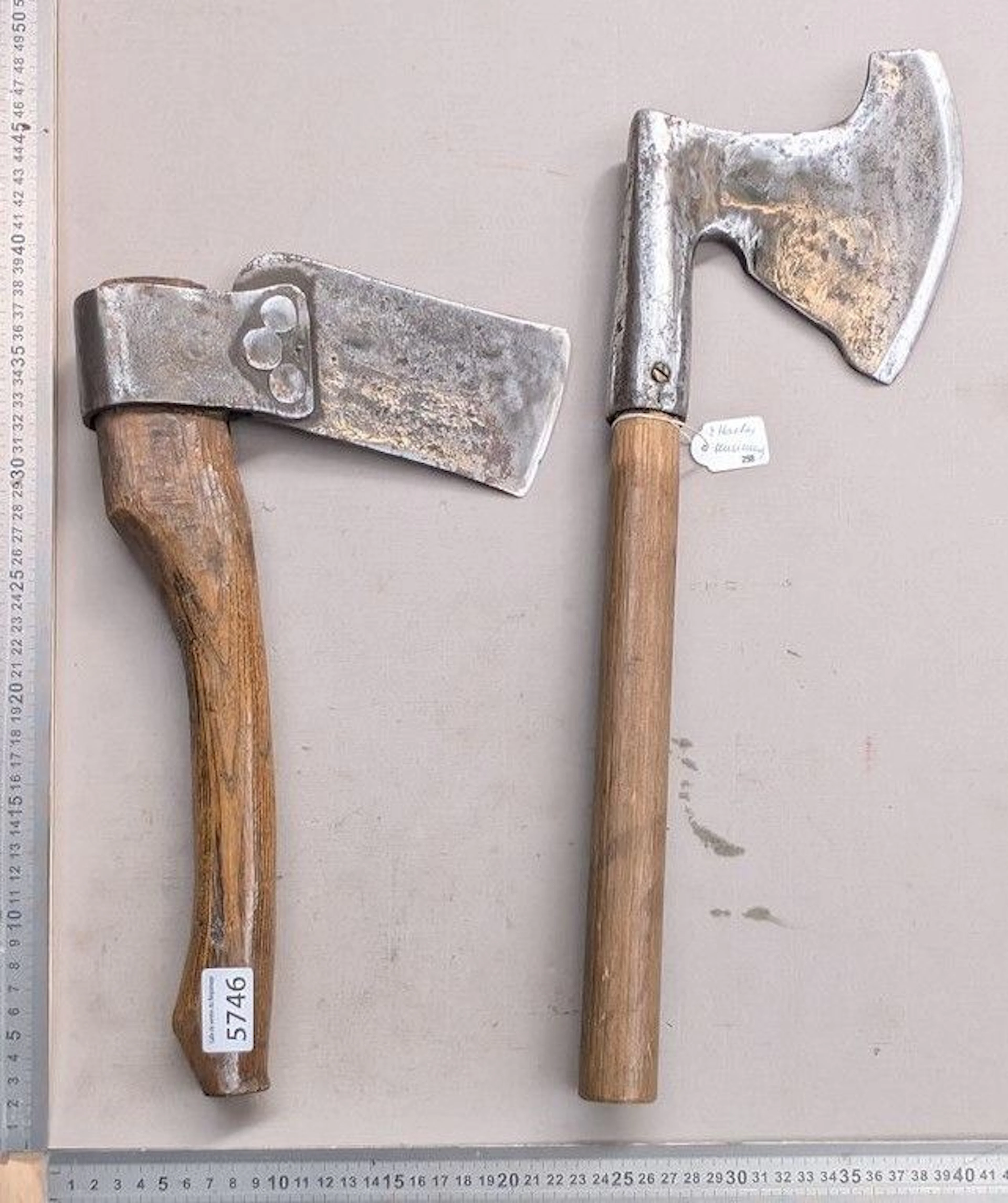 2 antique hatchets—see photos for dimensions and condition