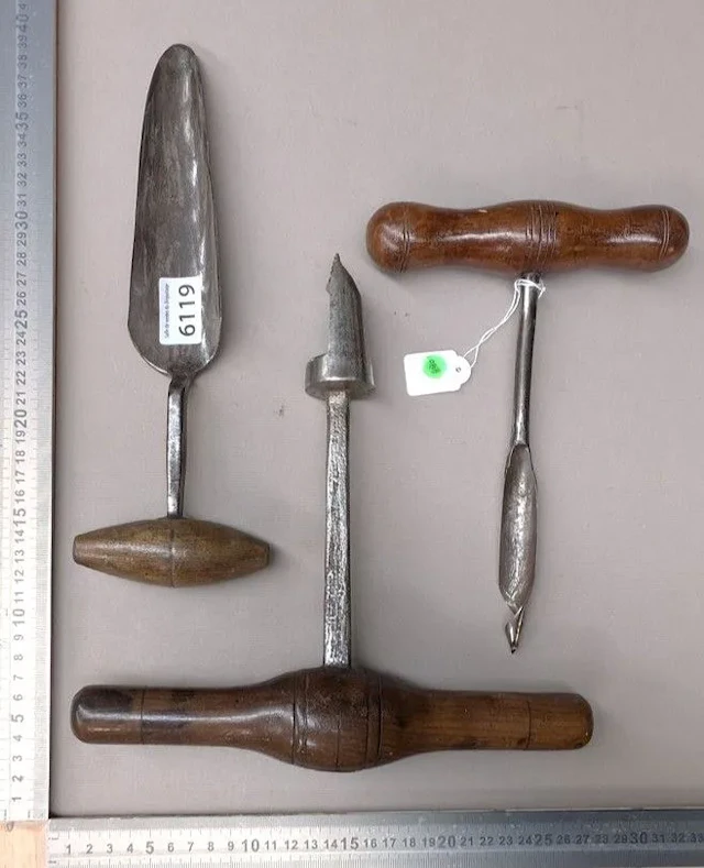 3 cooper's tools—see photos for dimensions and condition