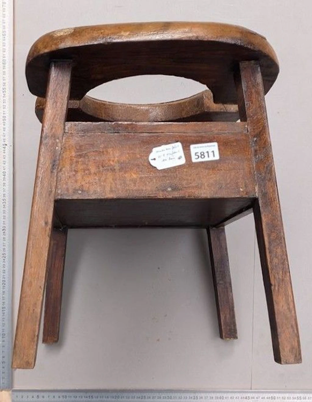 A small wooden children's toilet, 18th century—see photos for dimensions