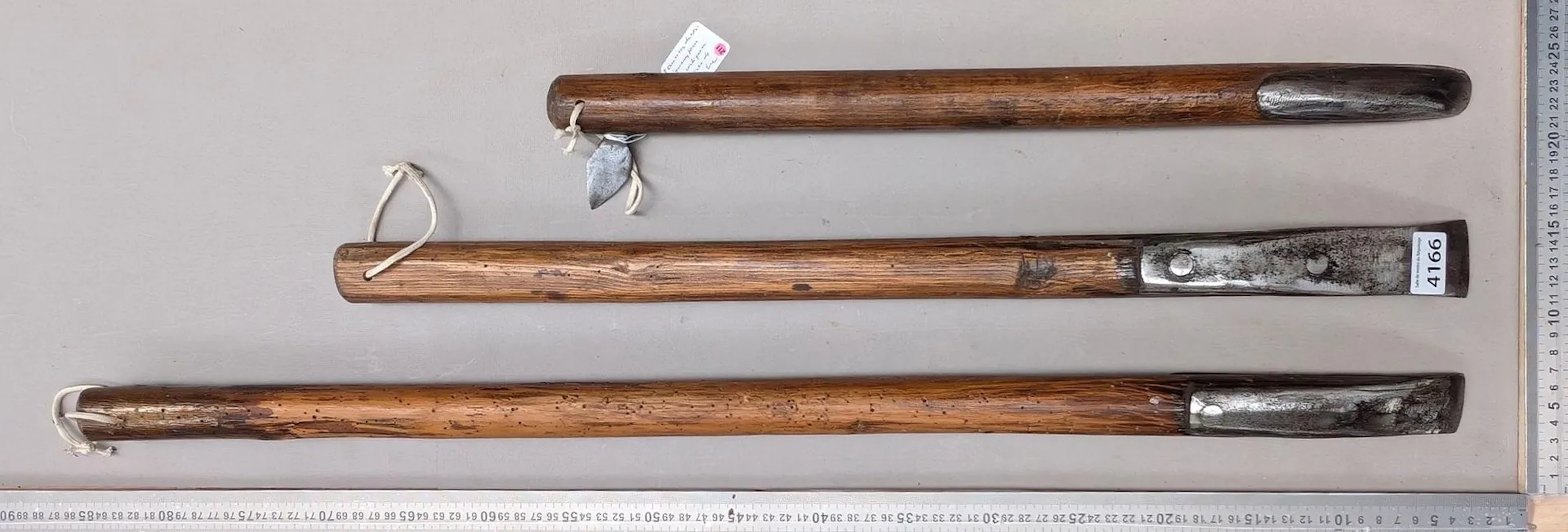 3 used tree-bark peelers—see photos for dimensions and condition