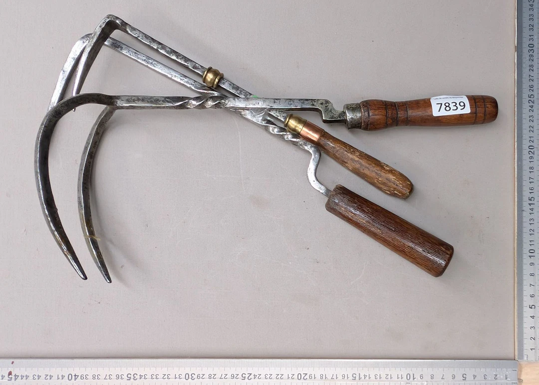 3 antique 18th-century hooks—see photos for dimensions and condition