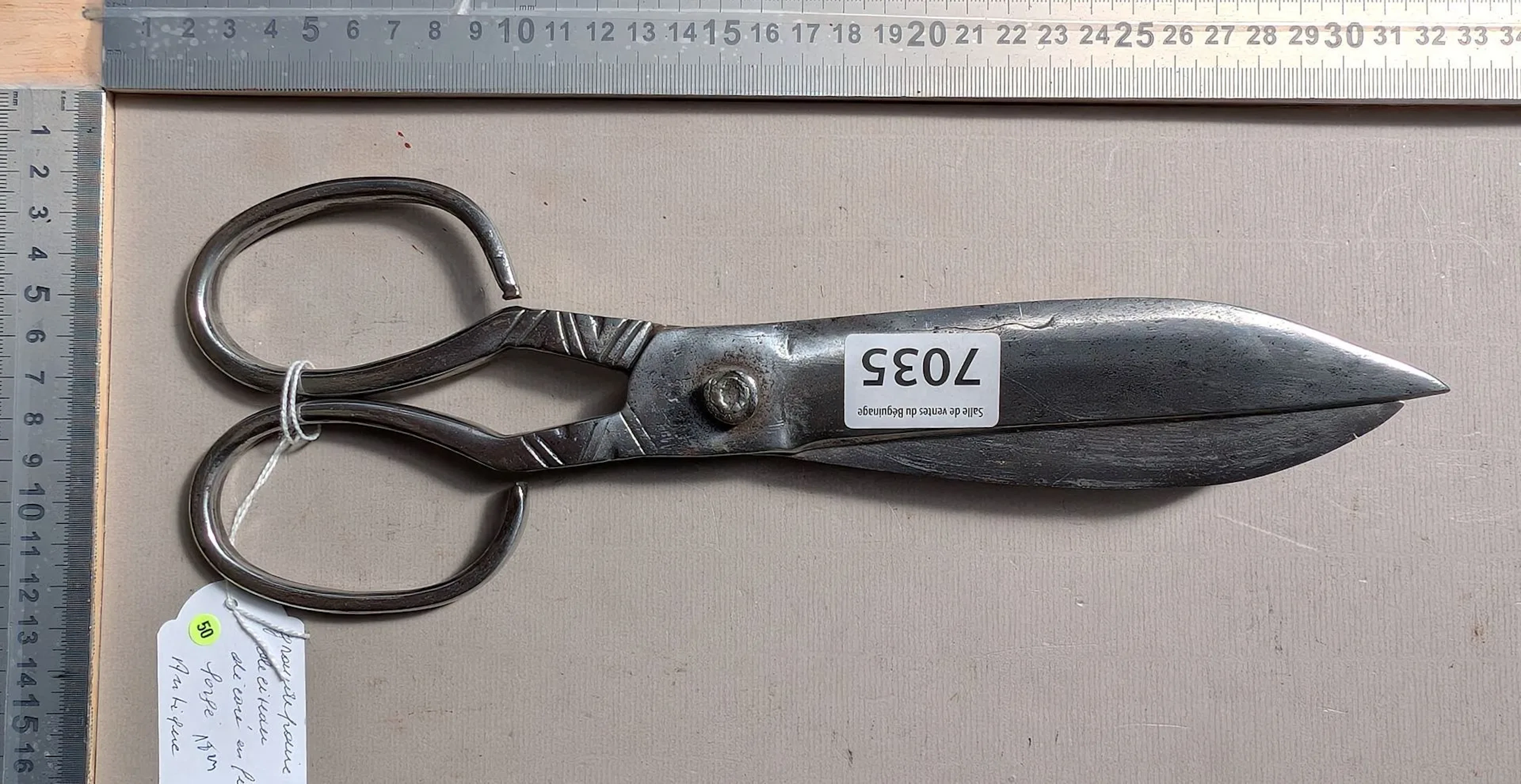 Large pair of wrought-iron scissors, A. LUNEVILLE, 18th century—see