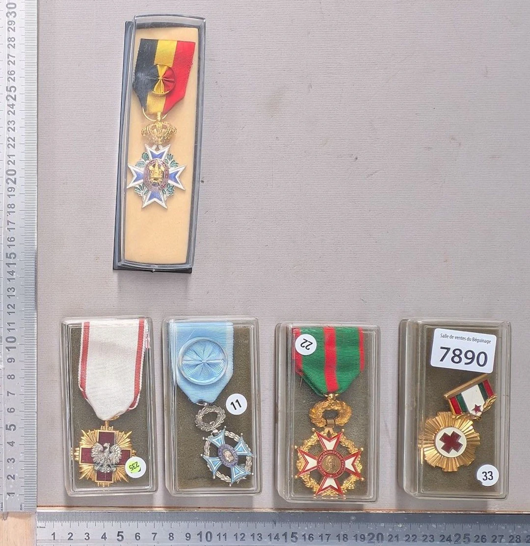 5 Red Cross medals—see photos for dimensions and condition