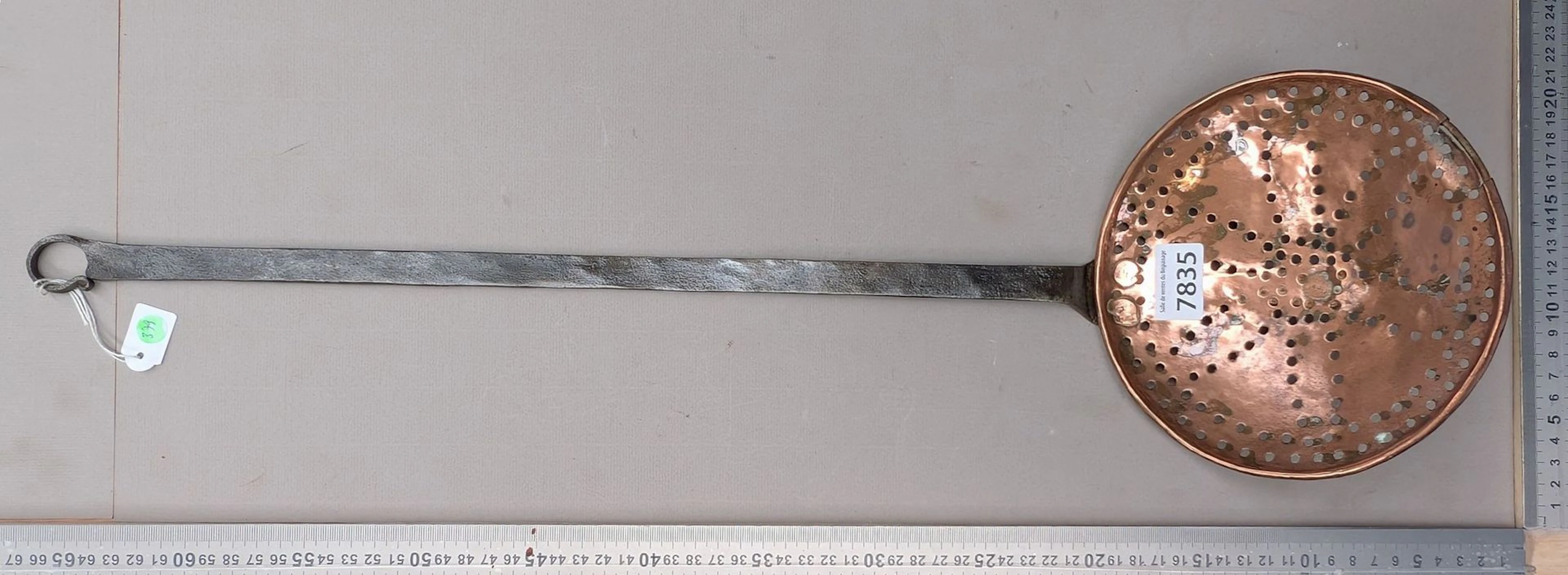 1 large copper and wrought-iron skimmer—see photos for dimensions and condition