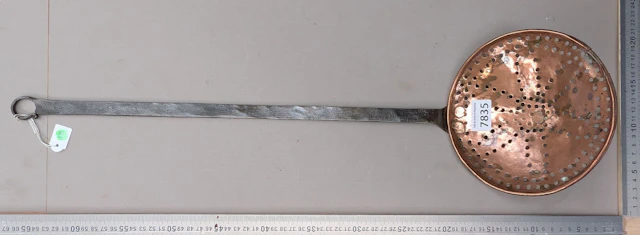 1 large copper and wrought-iron skimmer—see photos for dimensions and condition