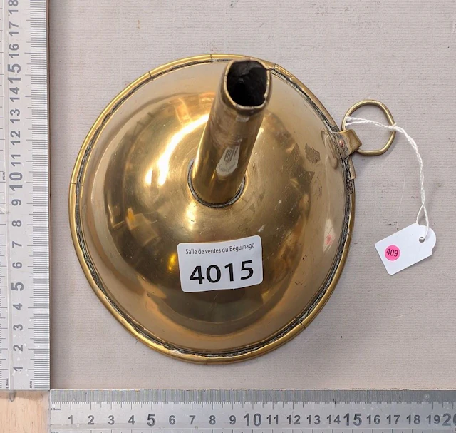 1 antique copper funnel—see photos for dimensions and condition