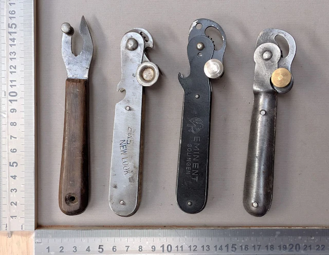4 antique can openers—see photos for dimensions and condition