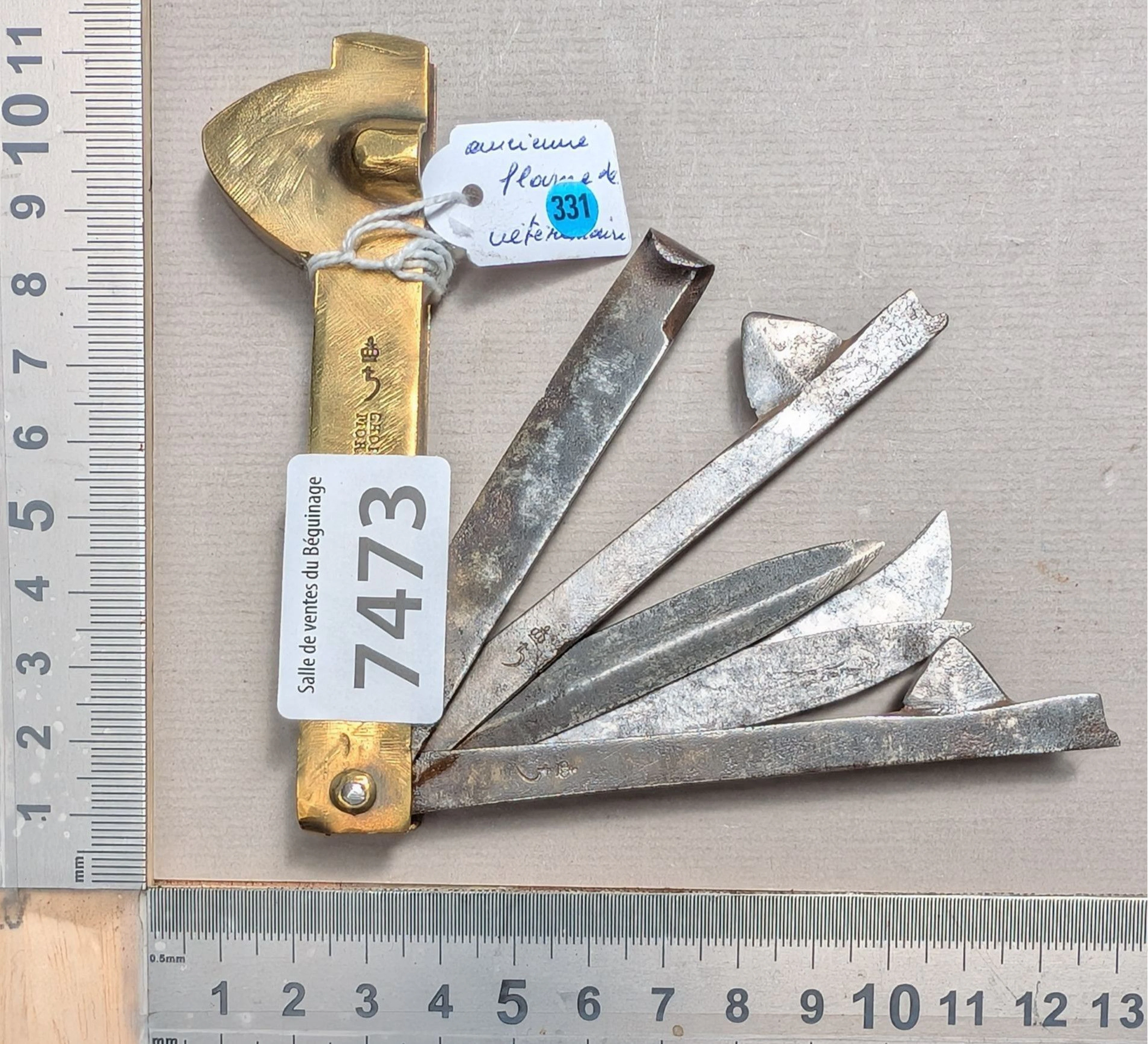 1 CROIJON MOREL 6-blade veterinary scalpel + brass handle - See photos