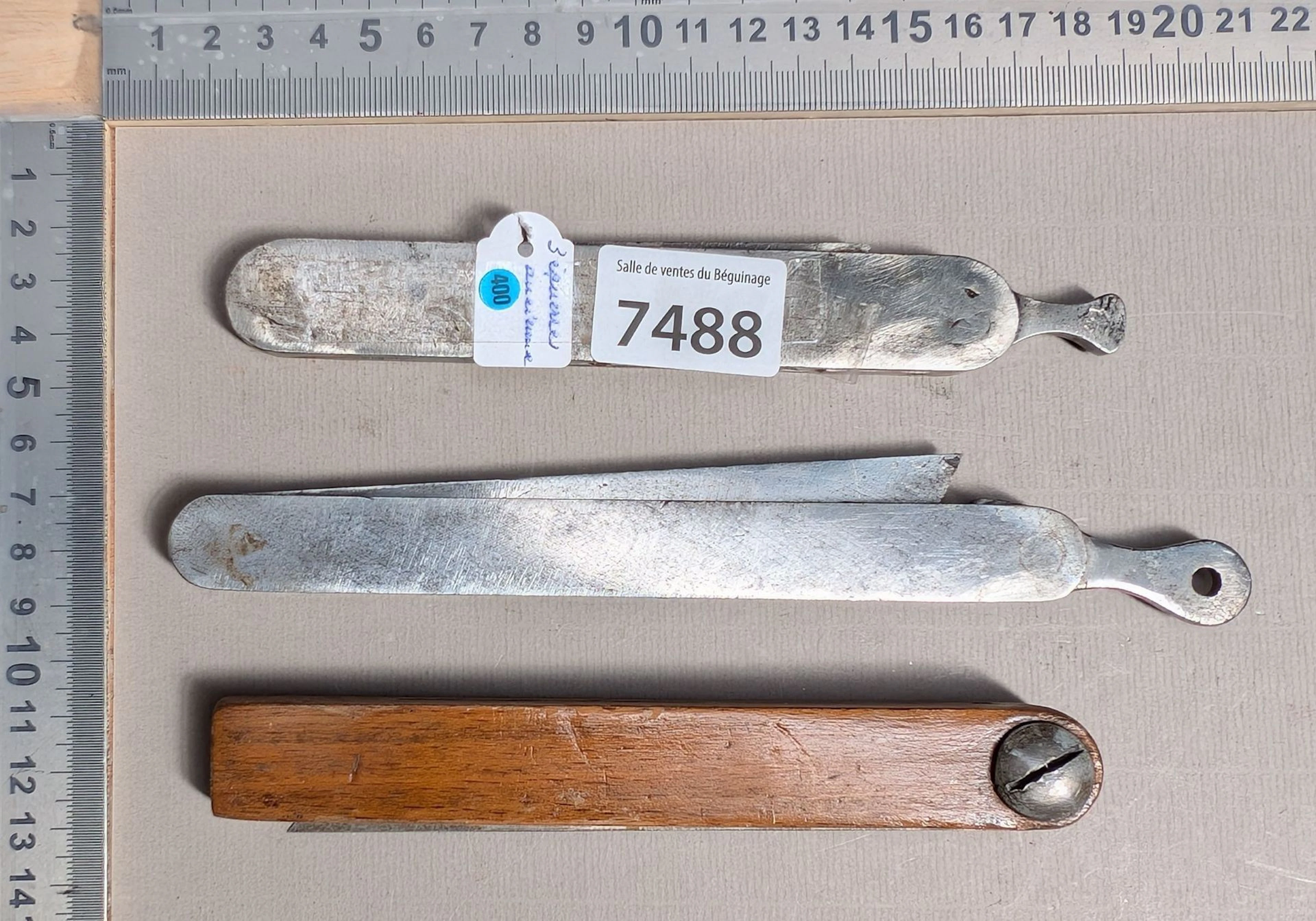 3 antique iron and wood brackets—see photos for dimensions and condition