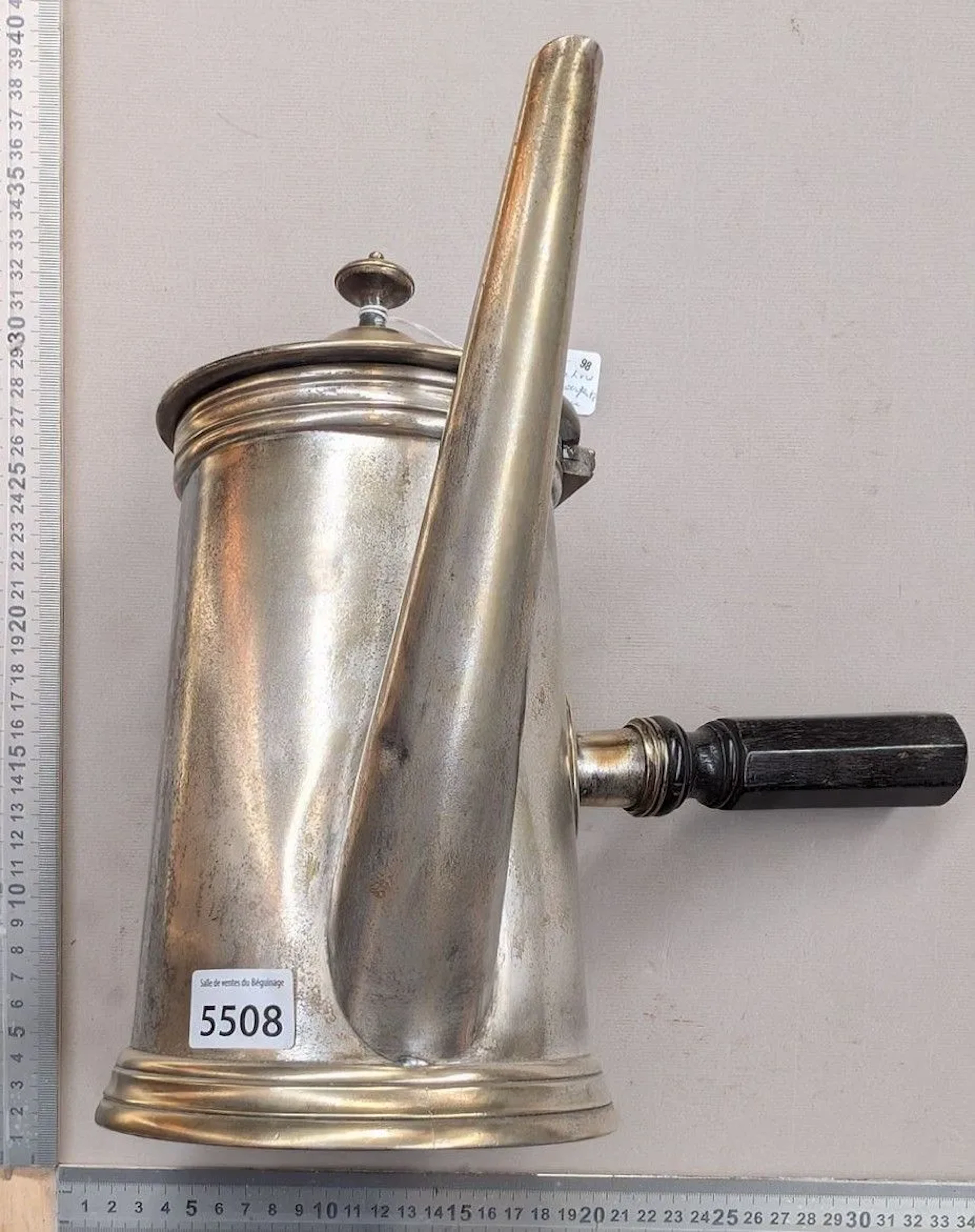 Silver plated chocolate pot, late 19th century—see photos for dimensions