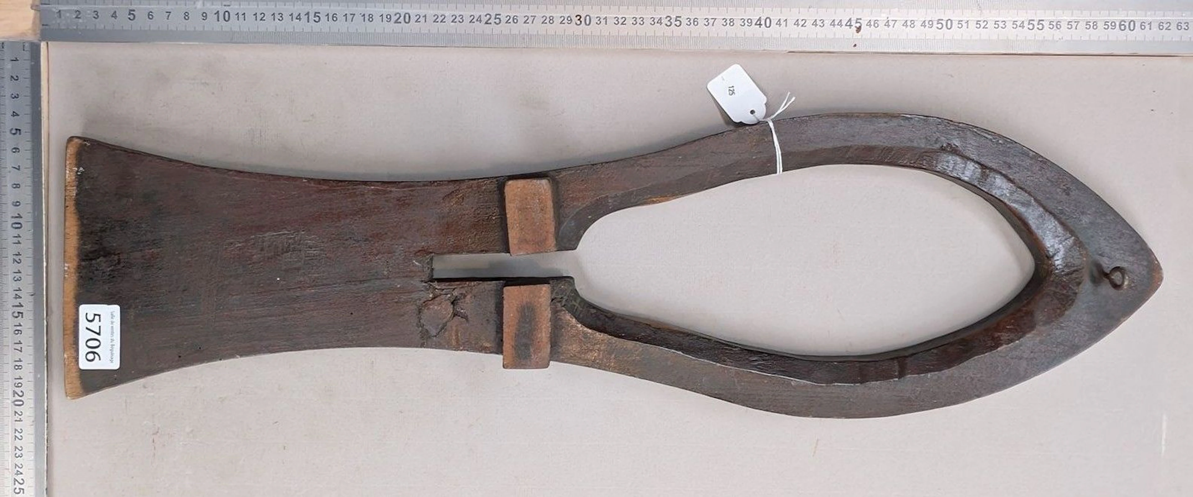 Very old wooden boot jack—see photos for dimensions and condition