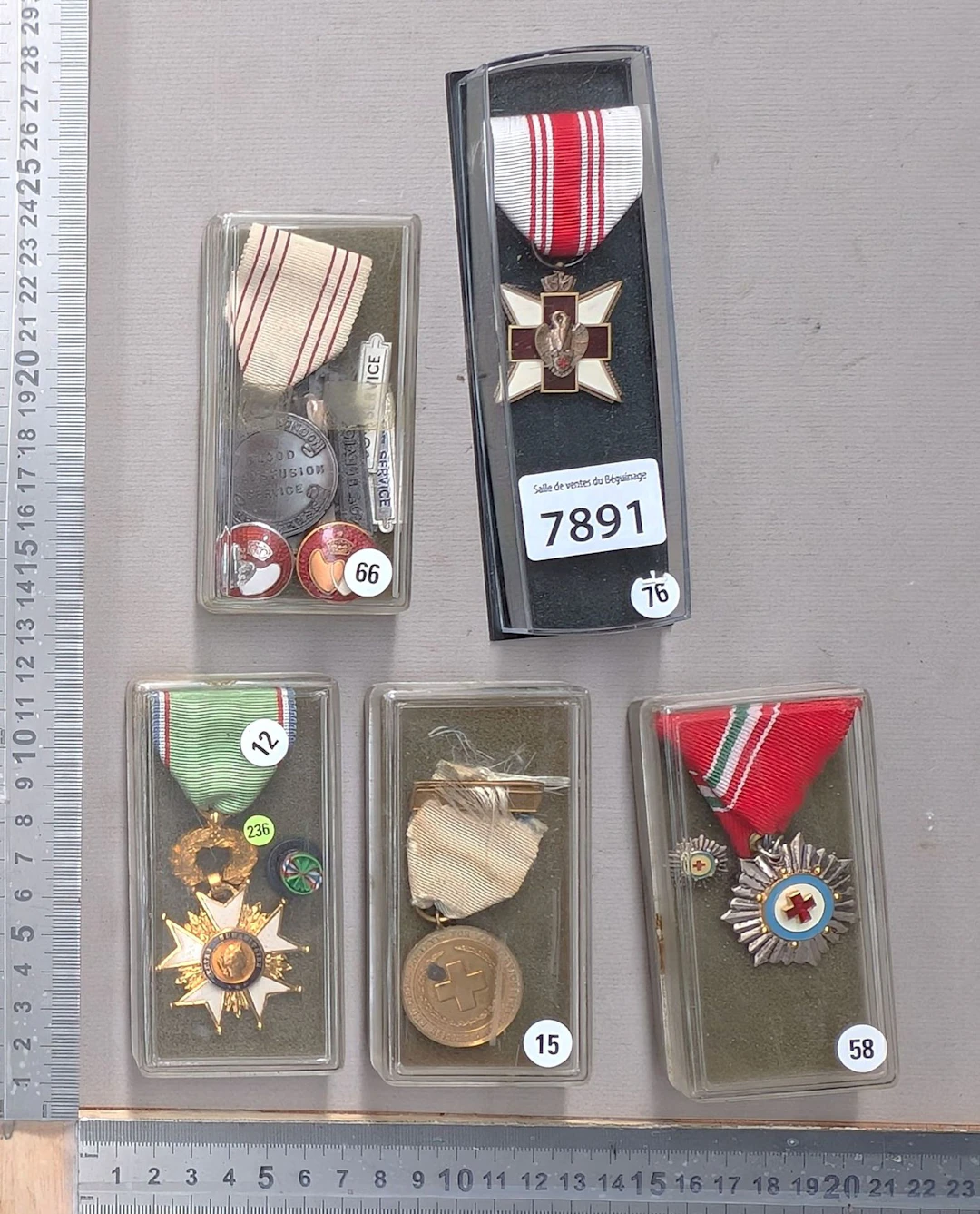 4 Red Cross medals—see photos for dimensions and condition