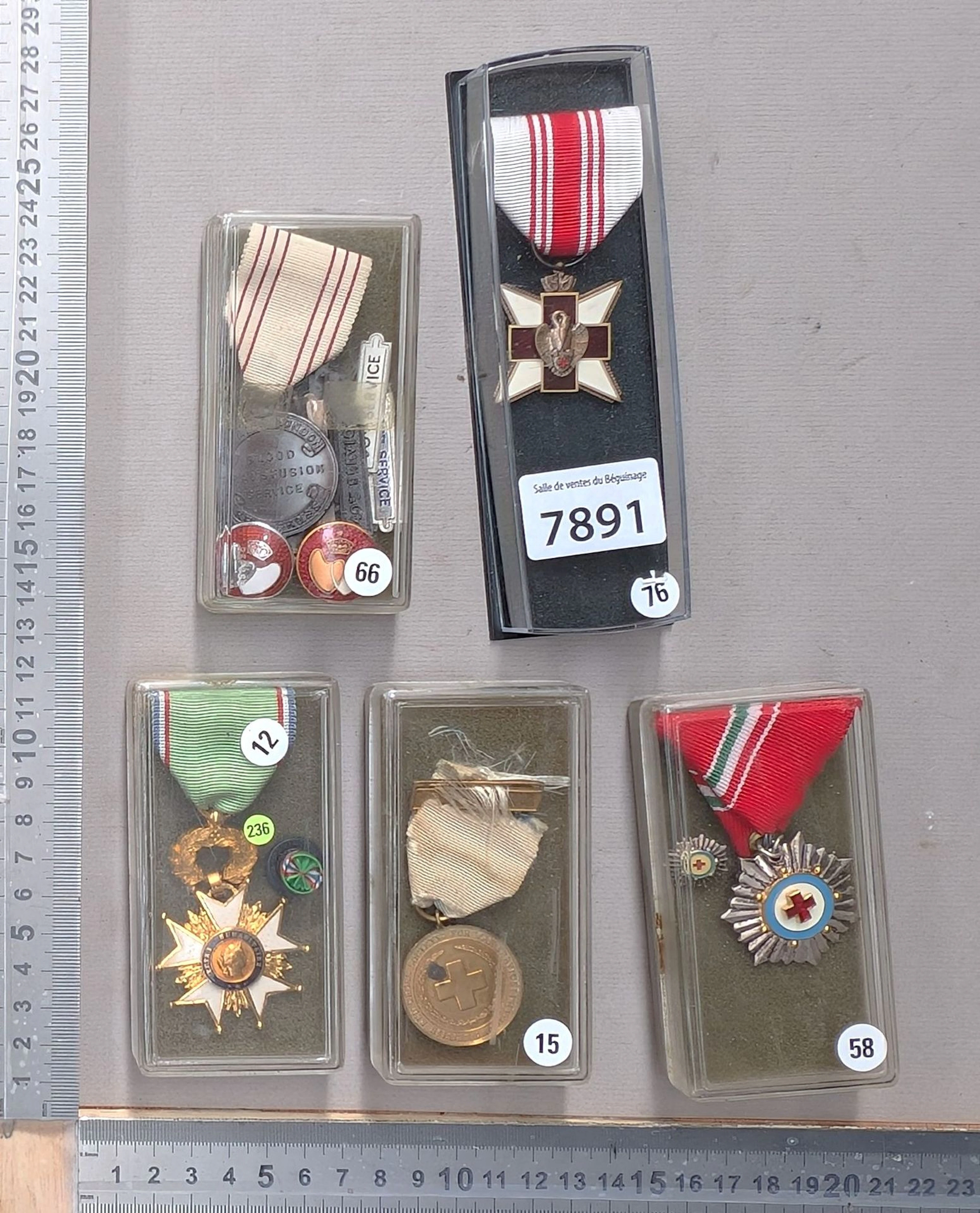 4 Red Cross medals—see photos for dimensions and condition