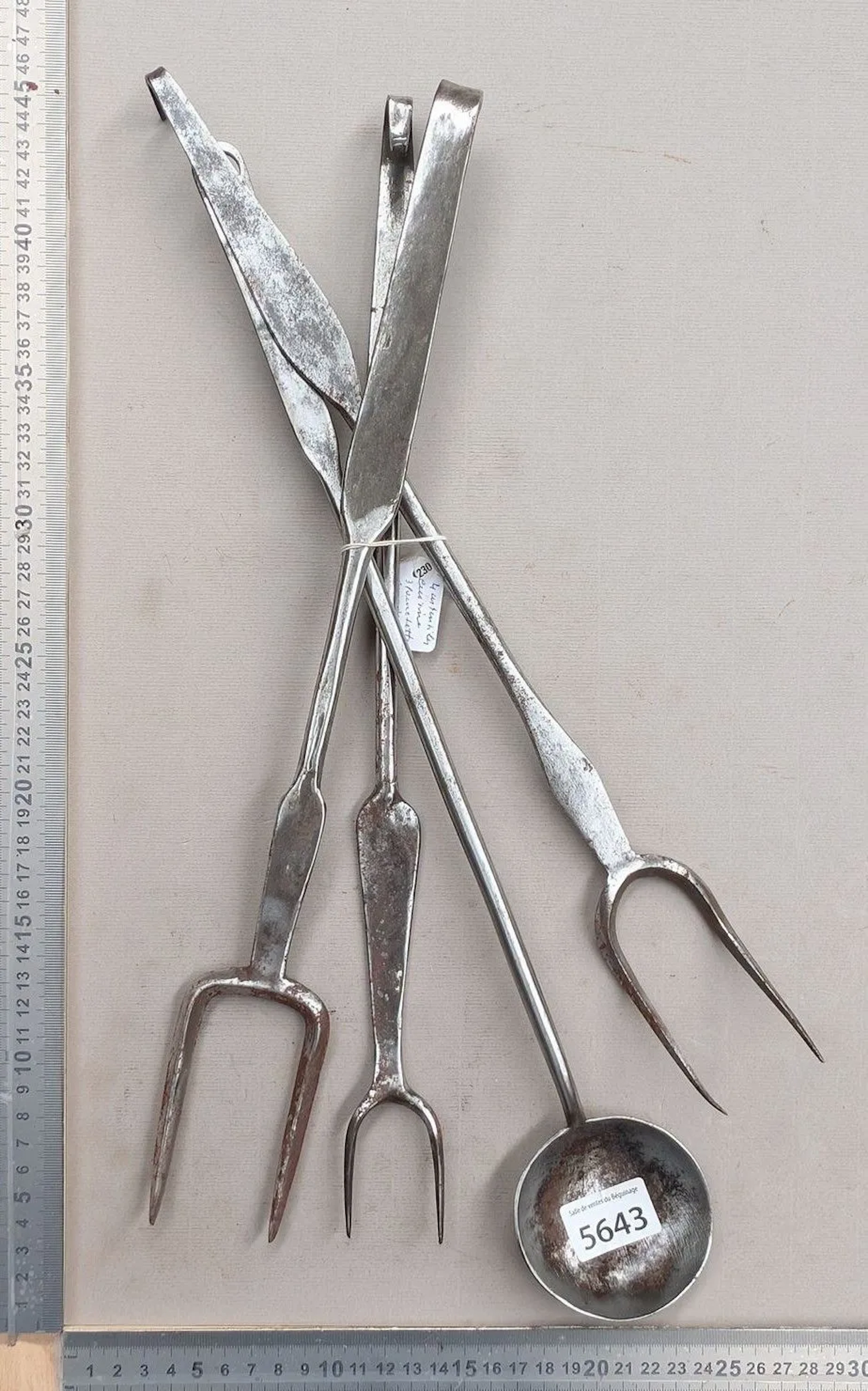 4 Kitchen utensils: 3 two-pronged forks and one ladle—see photos for