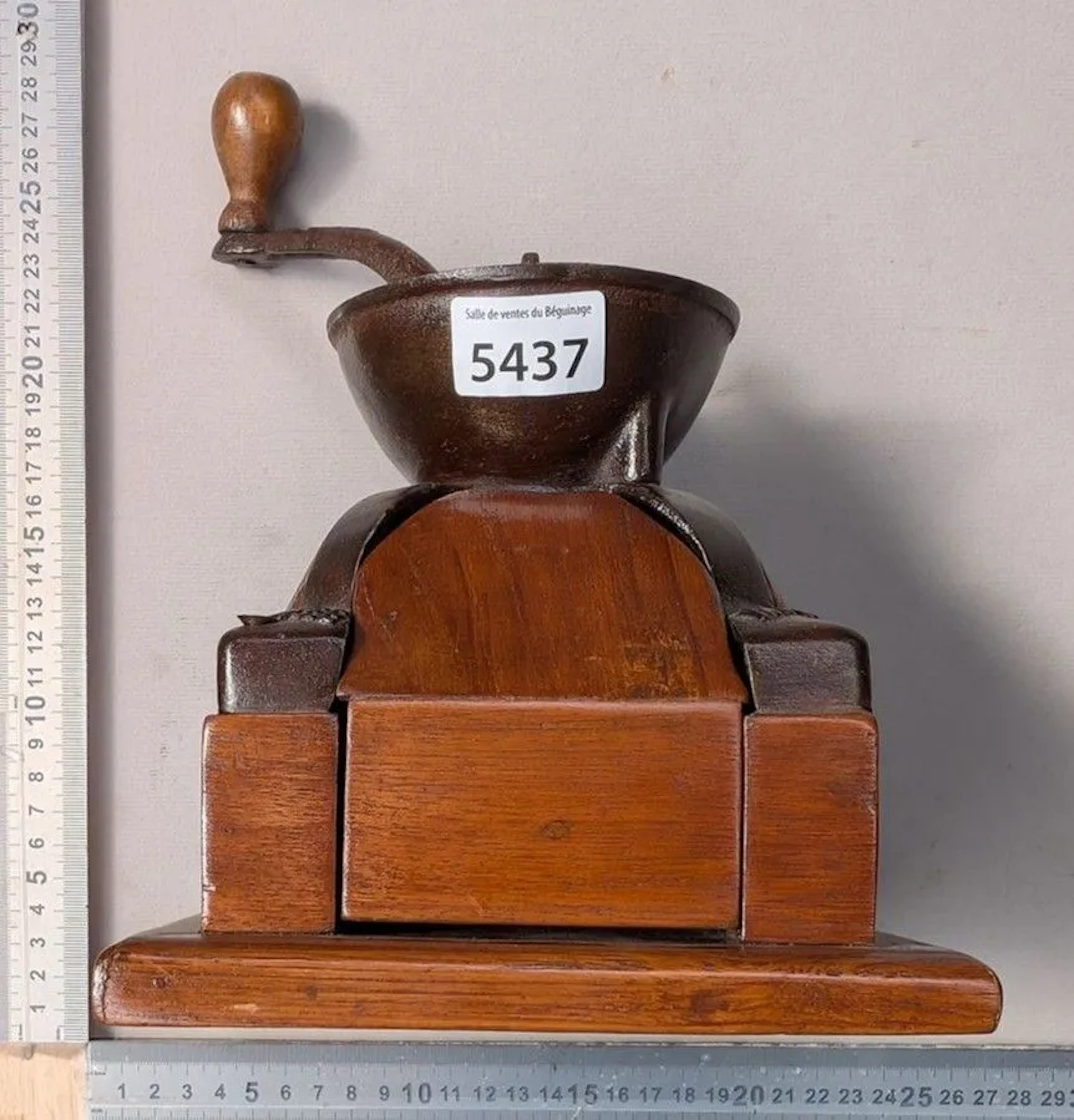 Antique 18th-century coffee grinder—see photos for dimensions and condition