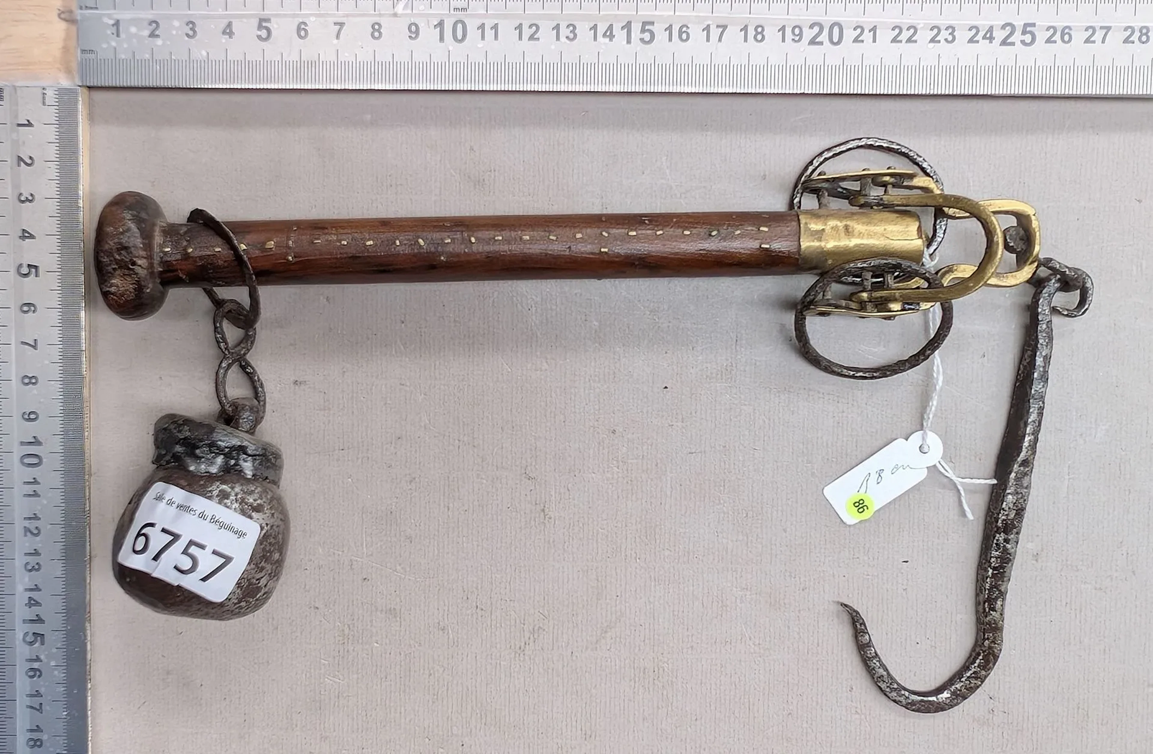 Antique 18th-century Roman-style scale—see photos for dimensions and condition