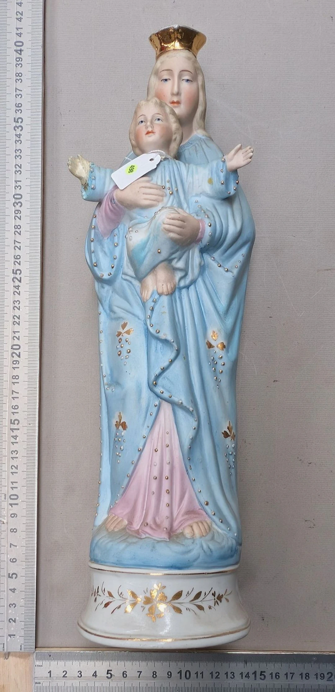 The Virgin and Child, made of earthenware—see photos for dimensions