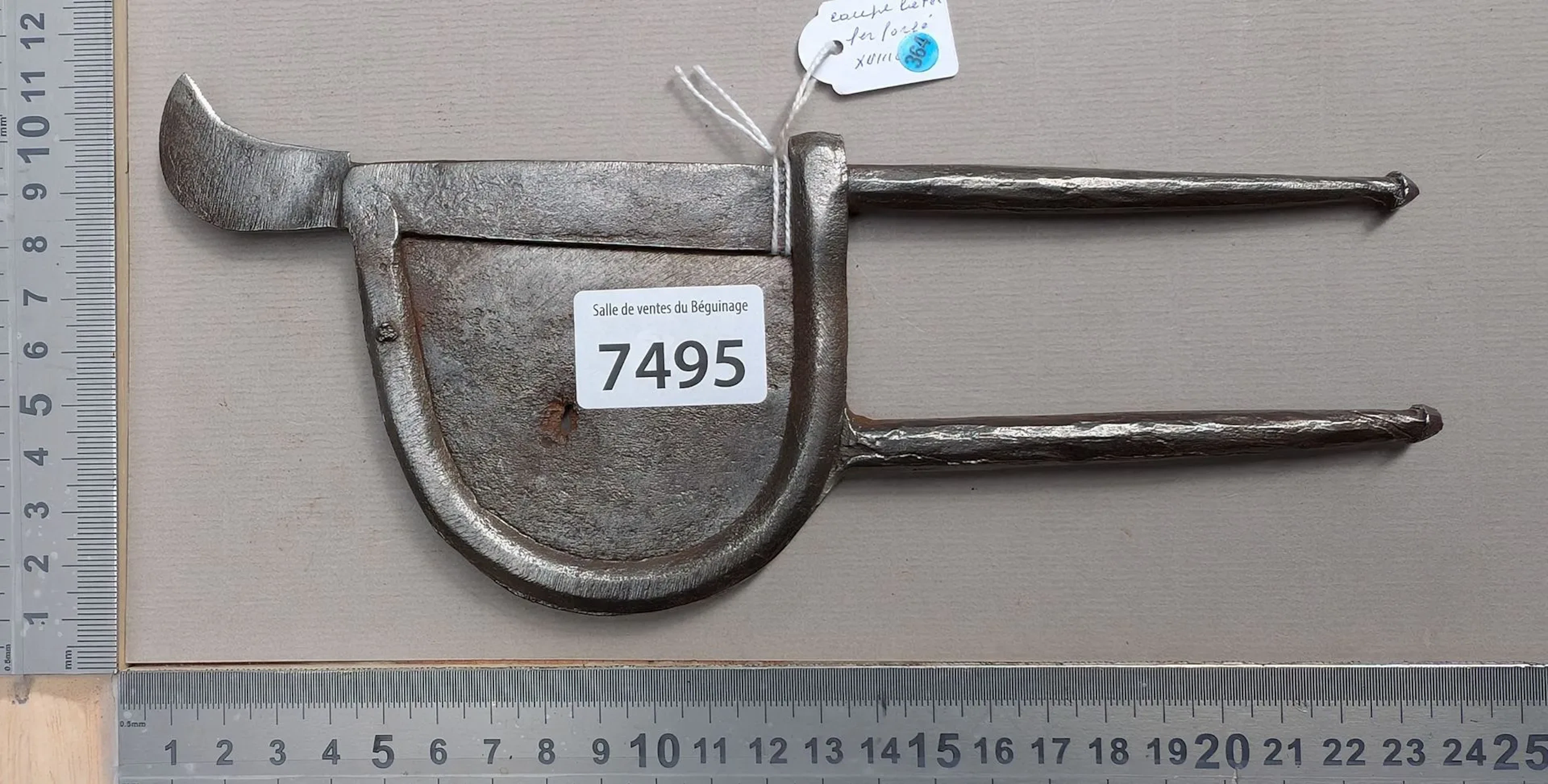 1 antique 18th-century wrought-iron betel cup—see photos for dimensions