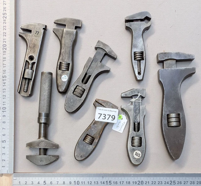 8 bicycle and first motorcycle wrenches—see photos for dimensions and condition