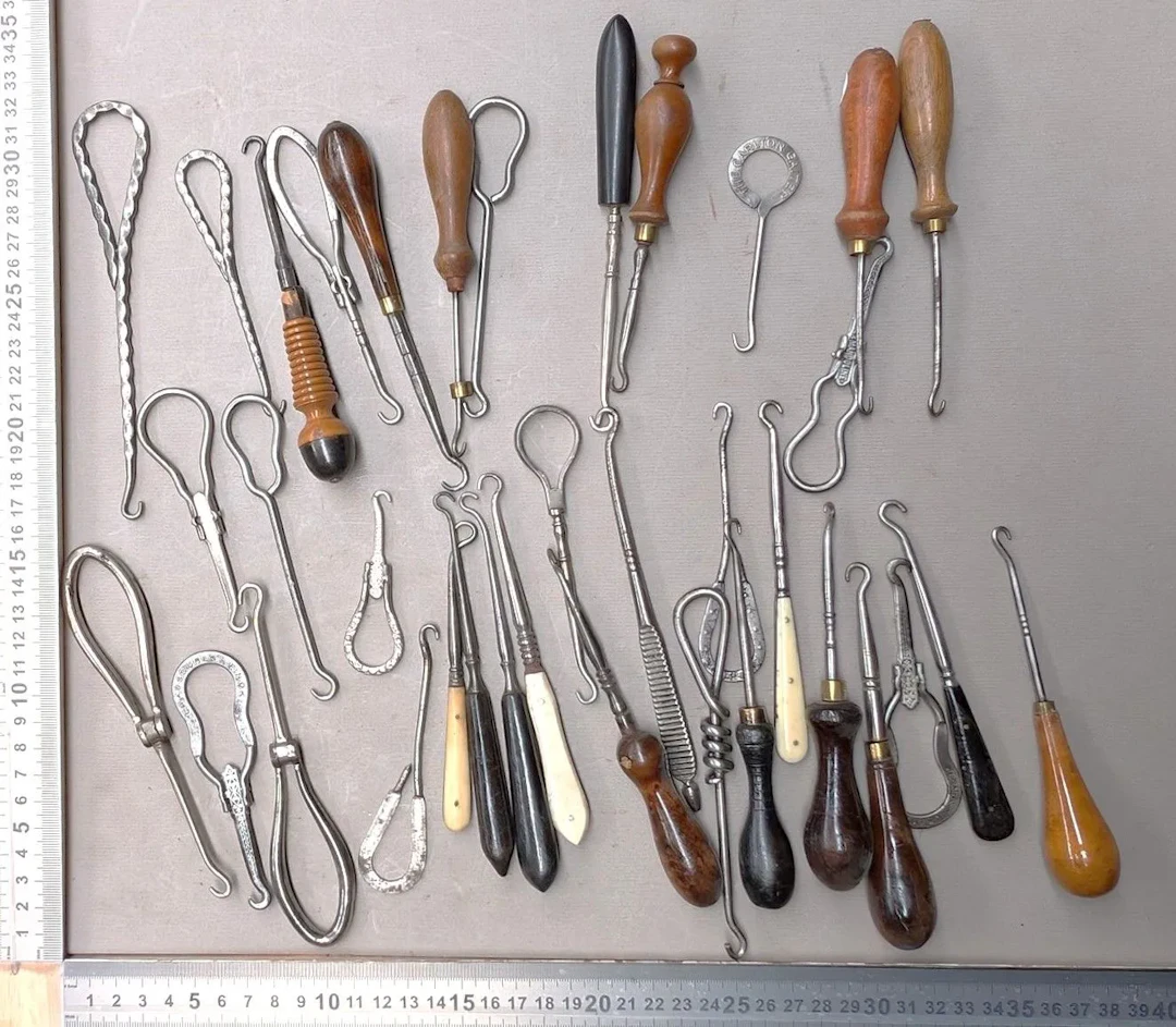 35 different vintage boot tops—see photos for dimensions and condition