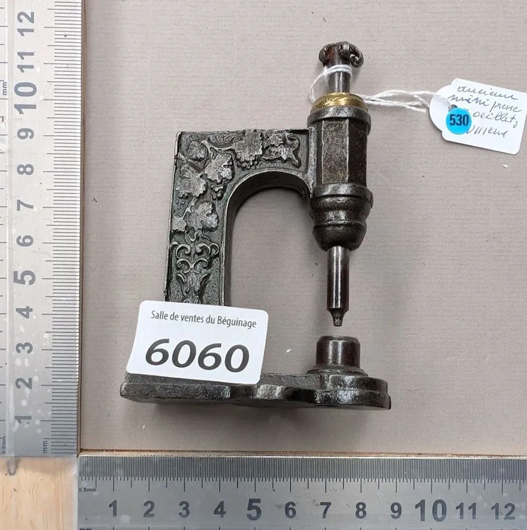 1 antique 18th-century mini eyelet press—see photos for dimensions